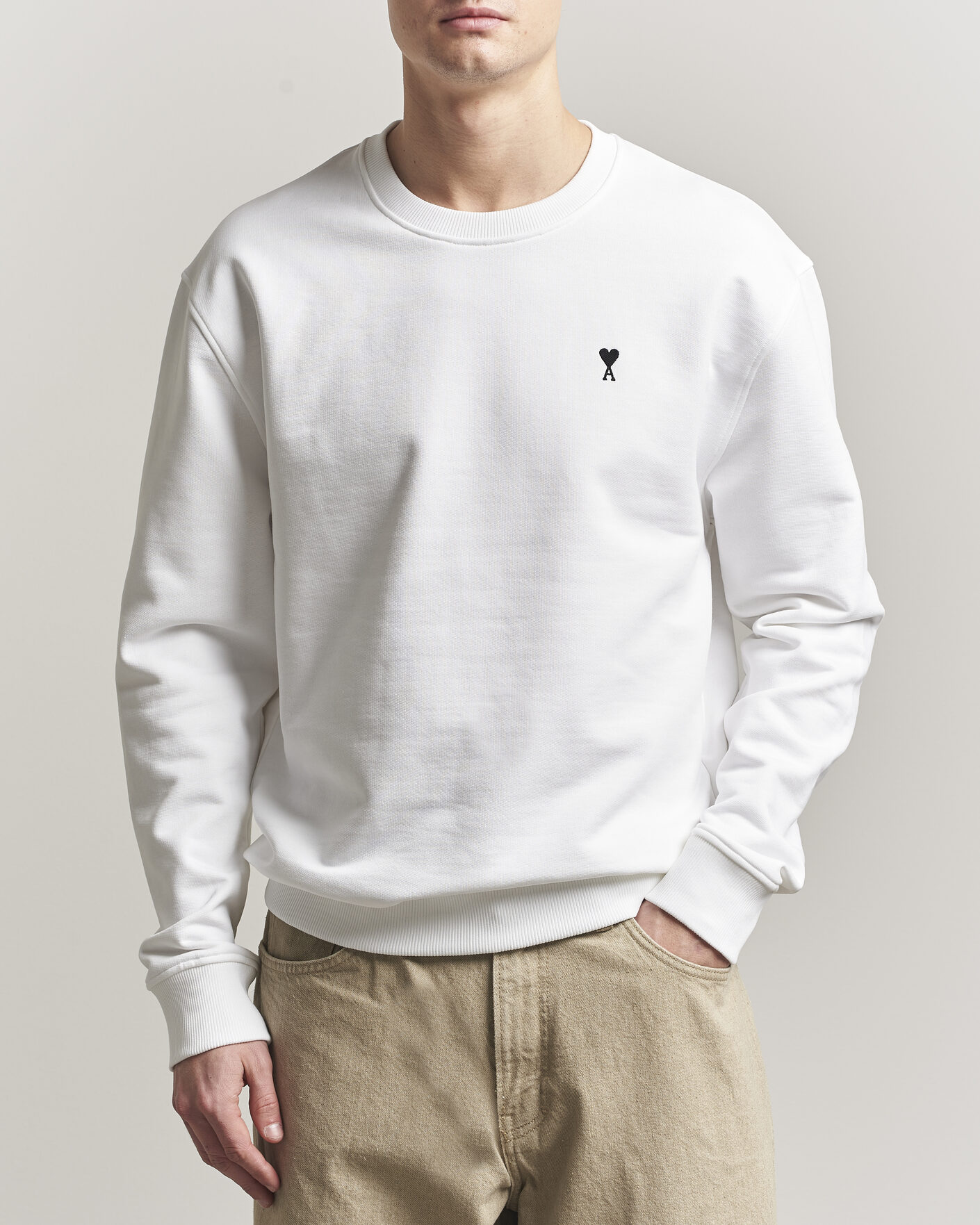 Hombres | Jerséis y prendas de punto | AMI | Contrast Heart Logo Sweatshirt White