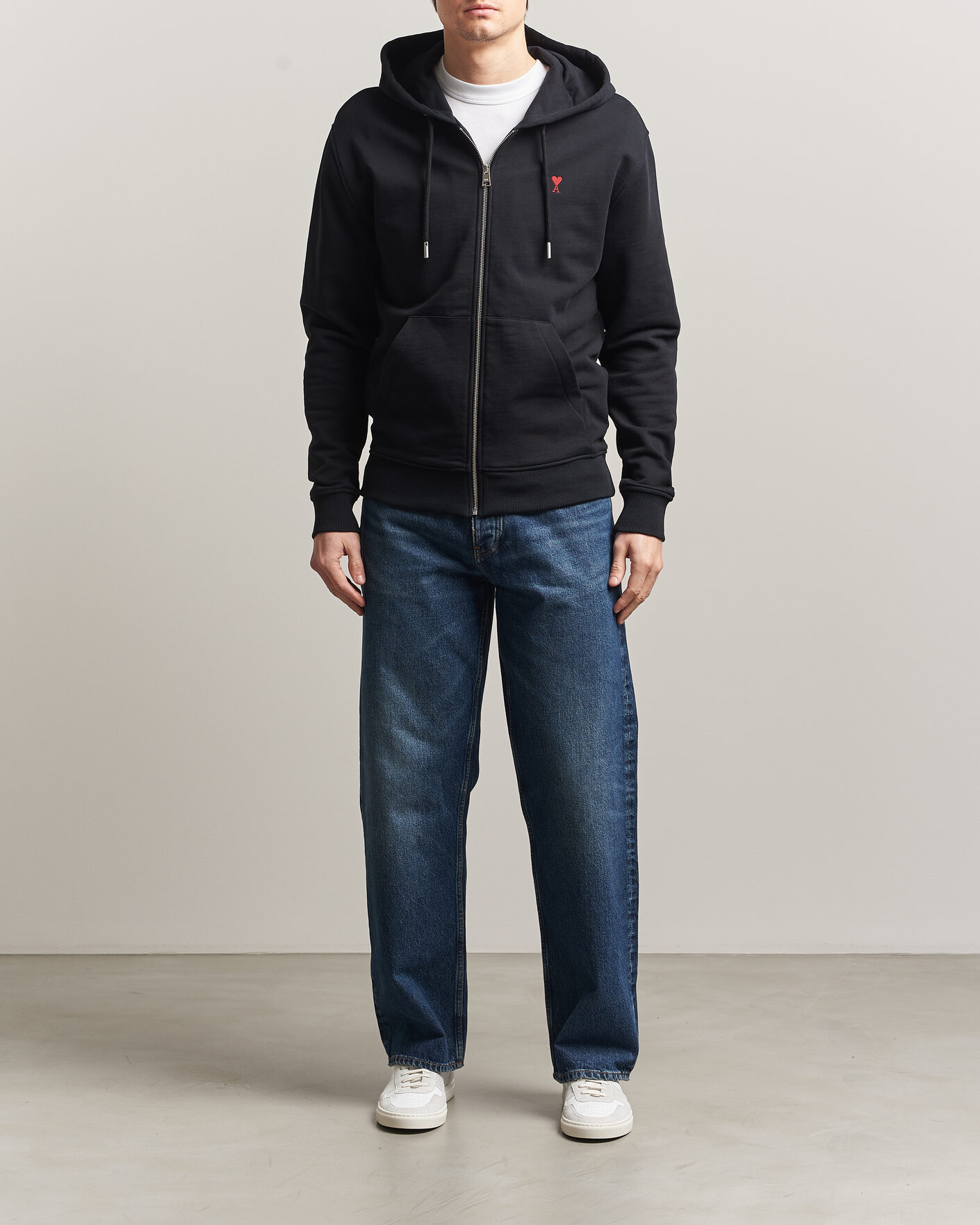 Hombres | Jerséis y prendas de punto | AMI | Heart Logo Full Zip Hoodie Black