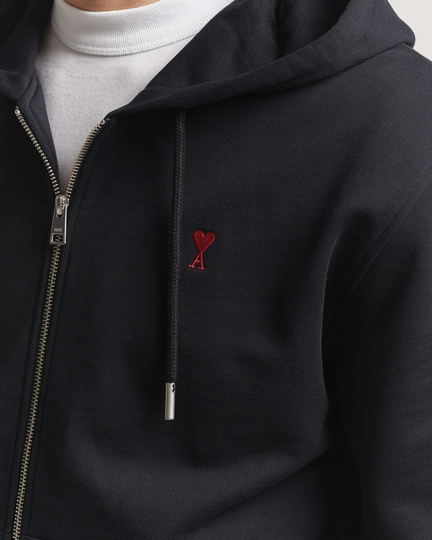 Hombres | Jerséis y prendas de punto | AMI | Heart Logo Full Zip Hoodie Black