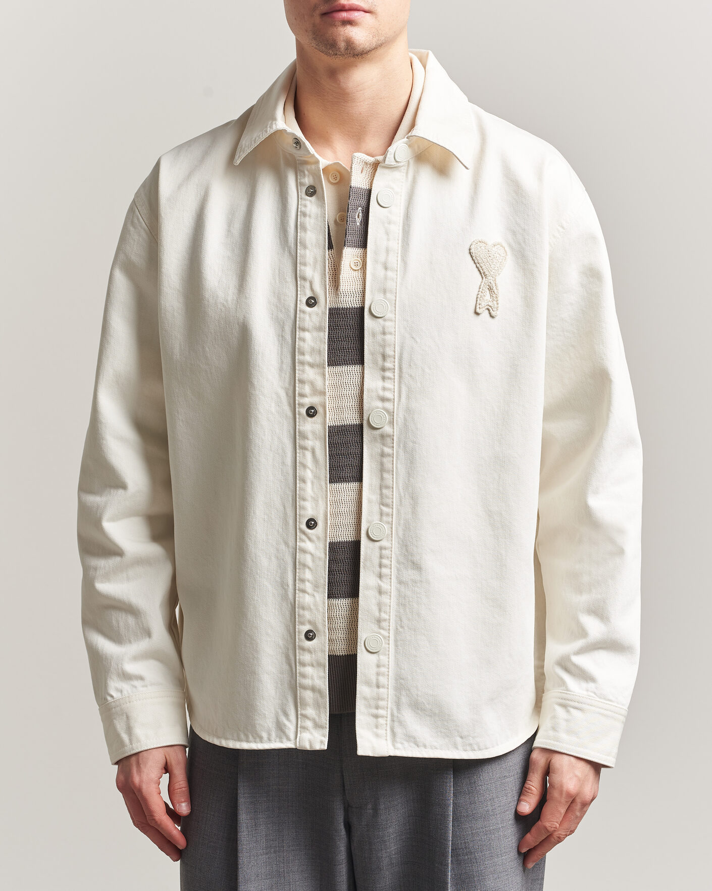 Hombres | Camisas | AMI | Cotton Twill Overshirt Creme