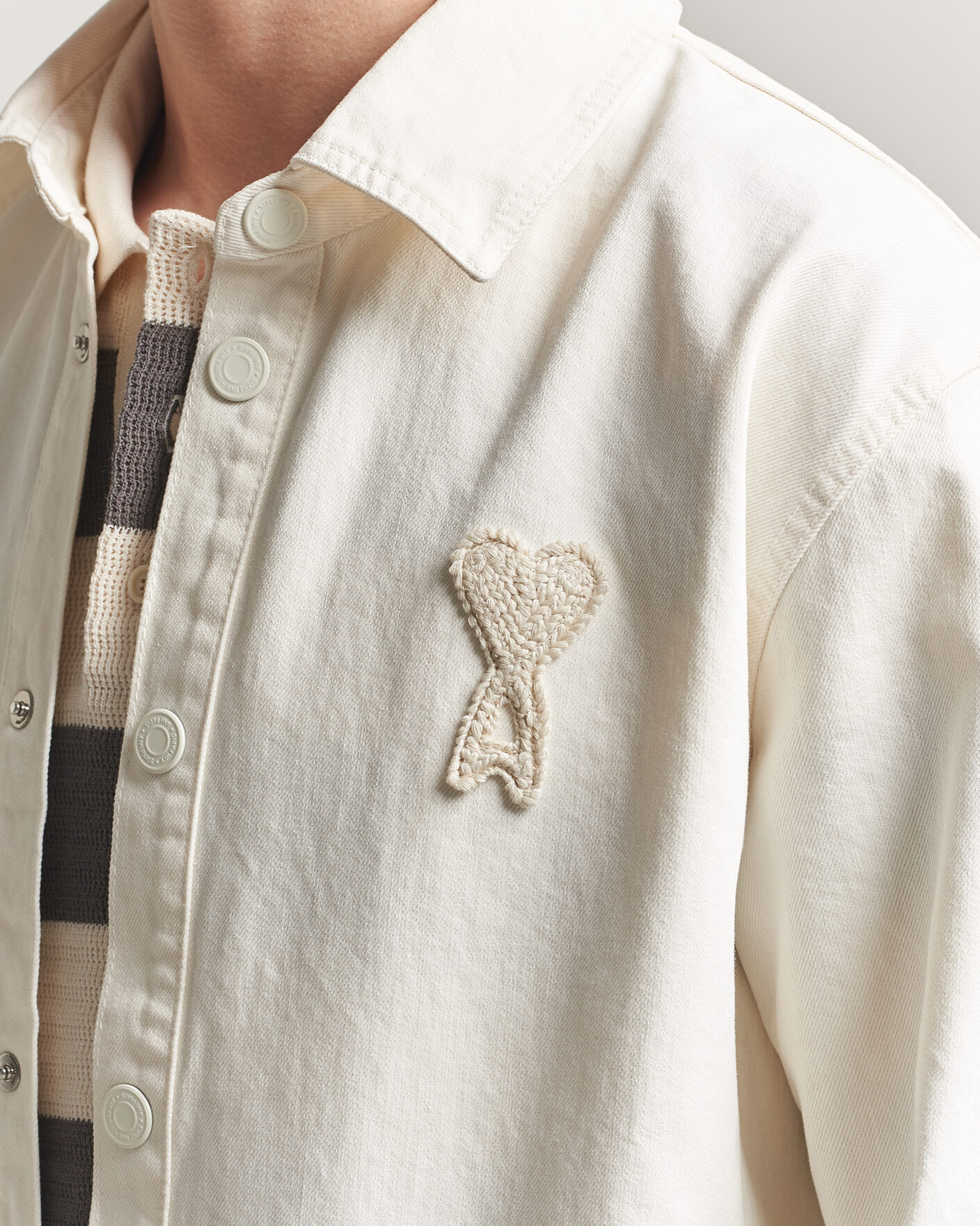 Hombres | Camisas | AMI | Cotton Twill Overshirt Creme