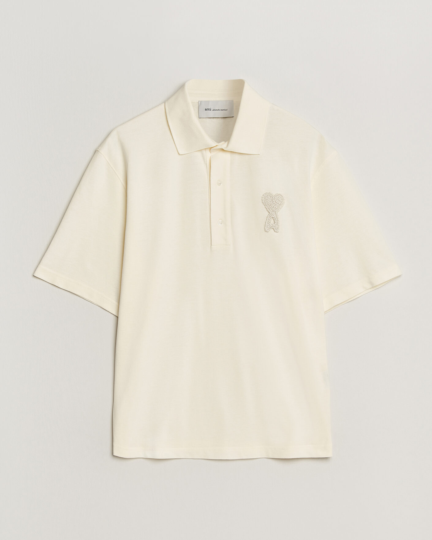 Hombres | Polos | AMI | Knitted Heart Logo Polo Creme