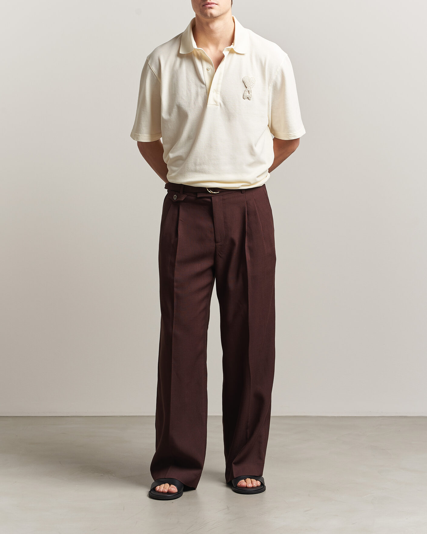 Hombres | Polos | AMI | Knitted Heart Logo Polo Creme