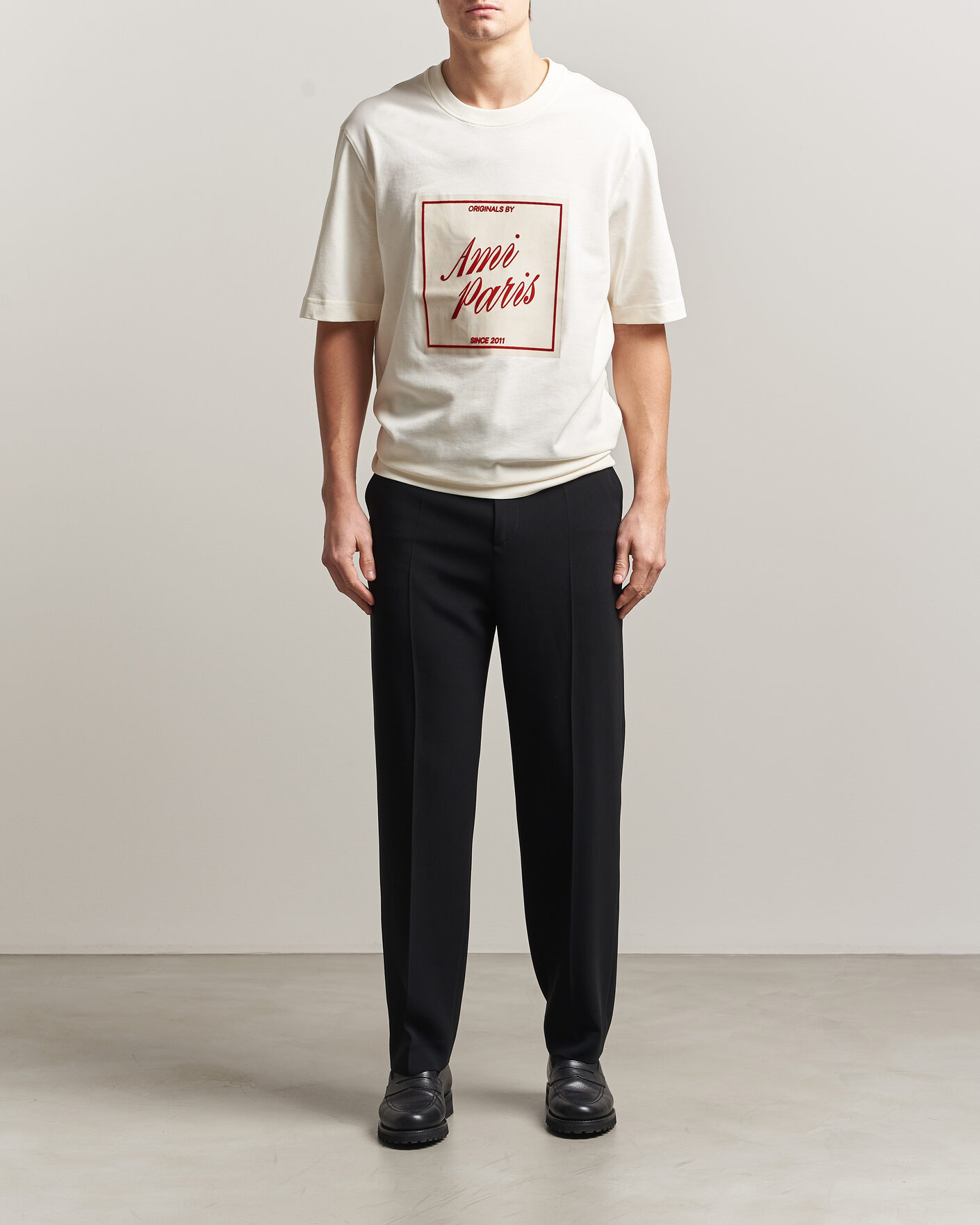 Hombres | Camisetas | AMI | Boxy Fit Printed T-Shirt Creme