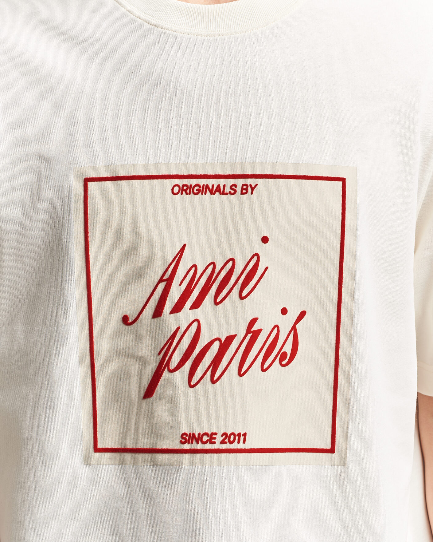 Hombres | Camisetas | AMI | Boxy Fit Printed T-Shirt Creme