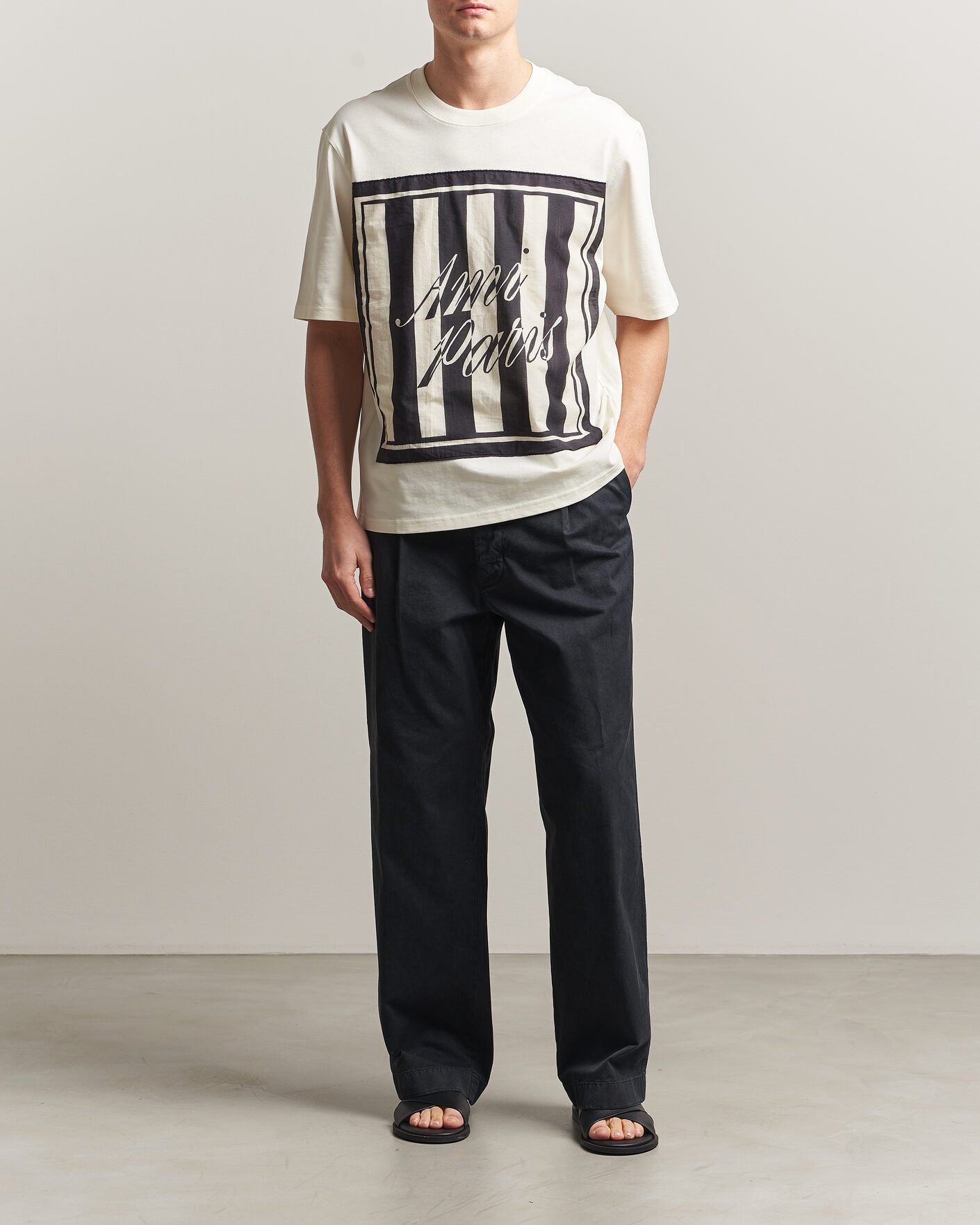 Hombres | Camisetas | AMI | Boxy Fit Printed T-Shirt Creme