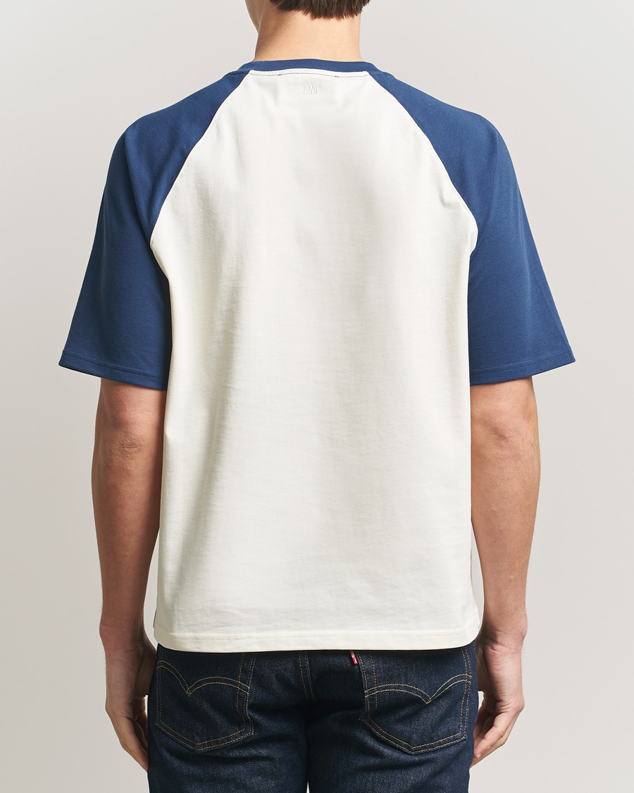 Hombres | Camisetas | AMI | Knitted Heart Logo T-Shirt Creme/Navy