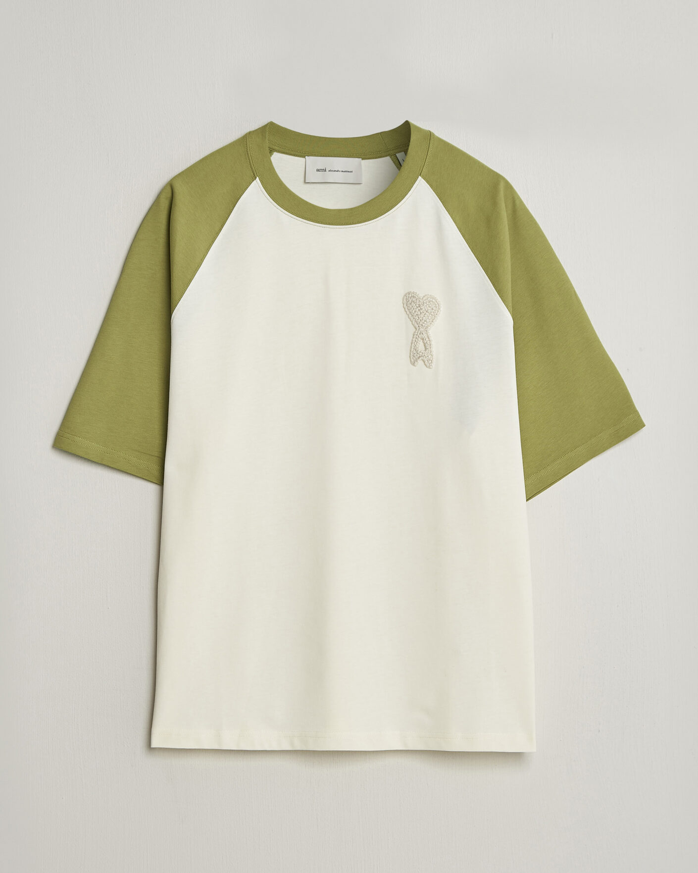 Hombres | Camisetas | AMI | Knitted Heart Logo T-Shirt Creme/Matcha