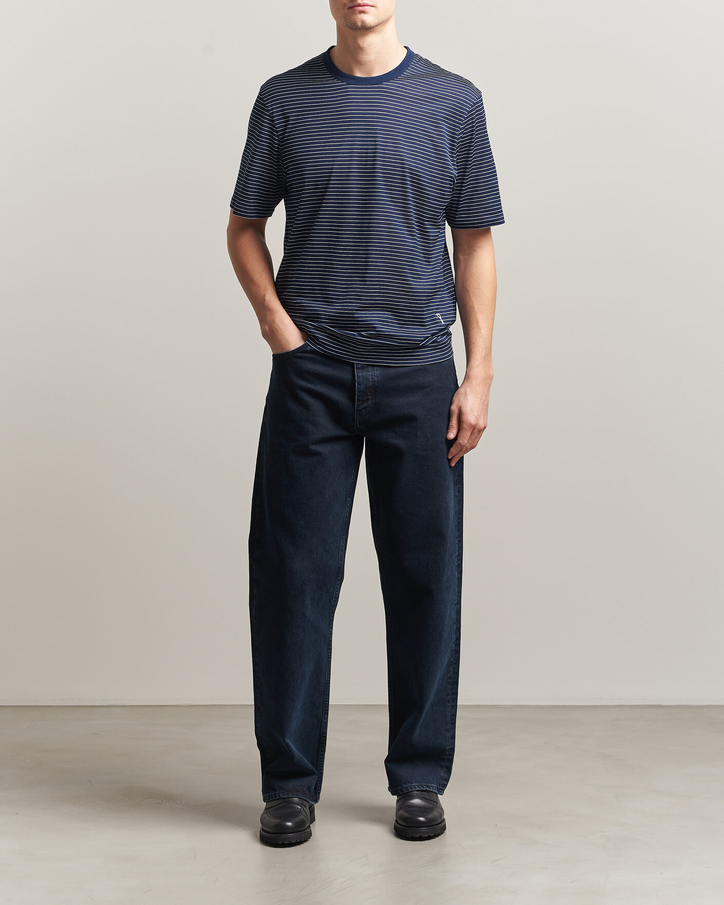 Hombres | Camisetas | AMI | Striped T-Shirt Navy/White