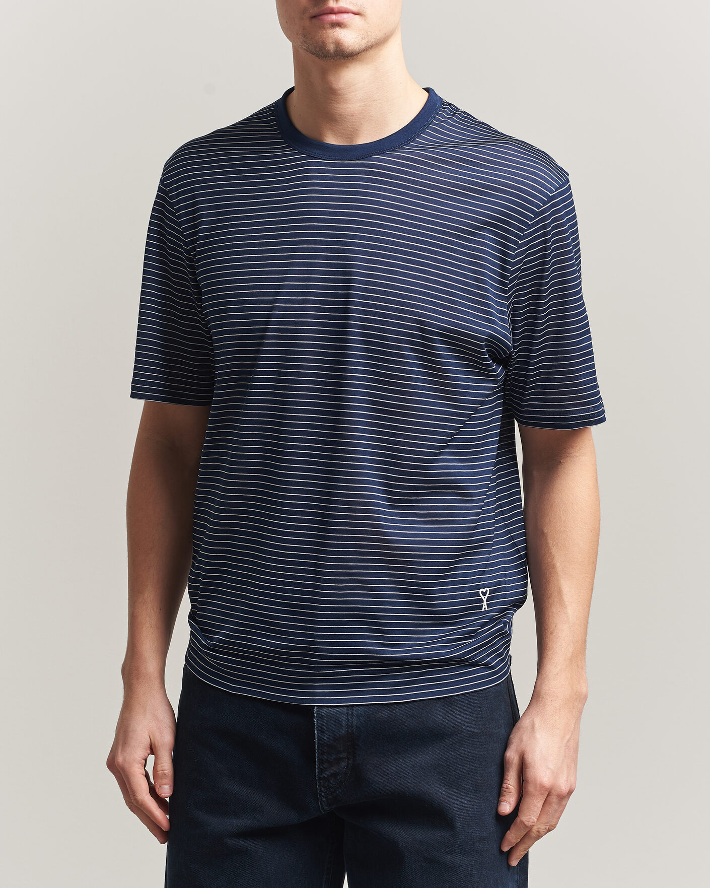 Hombres | Camisetas | AMI | Striped T-Shirt Navy/White