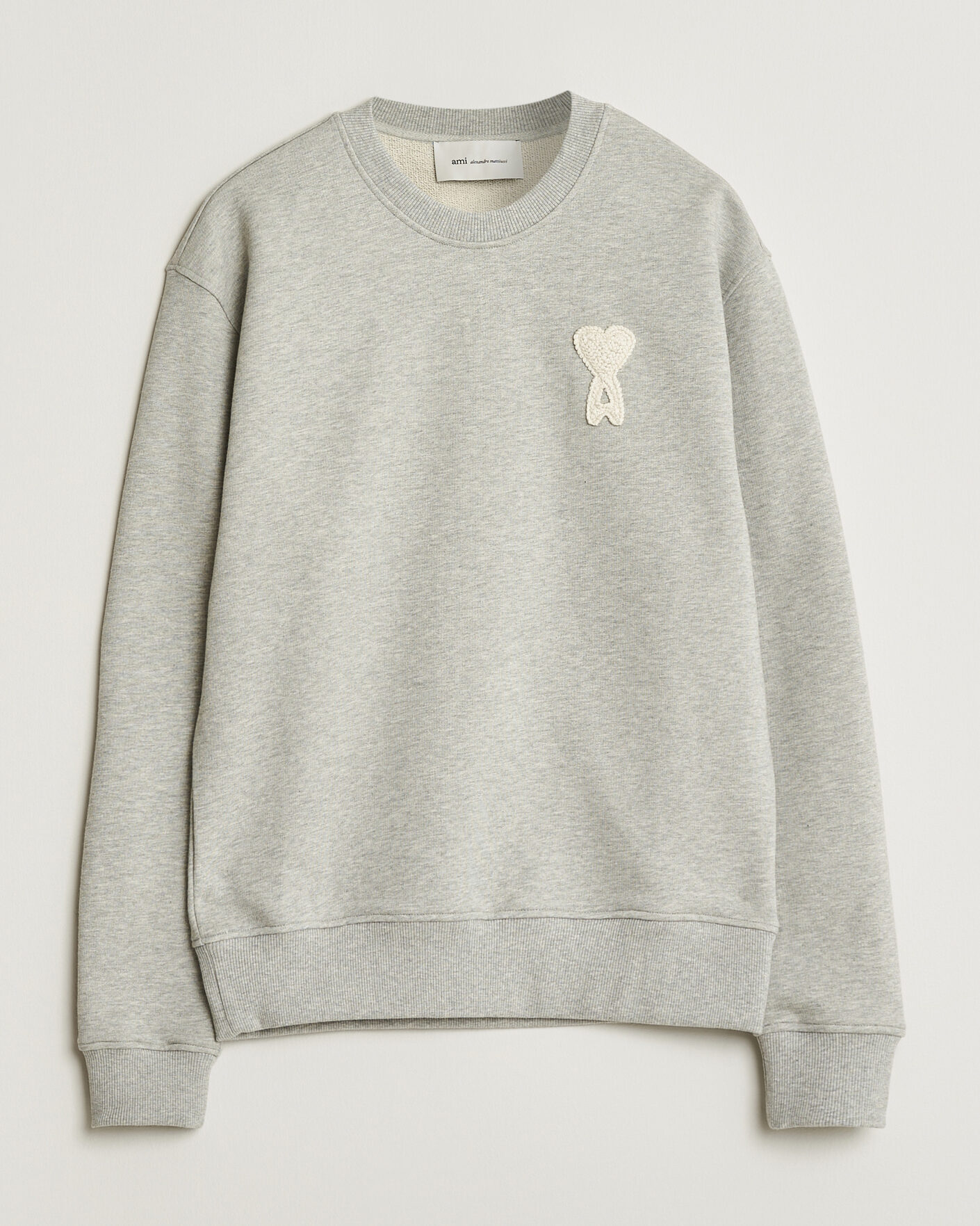 Hombres | Jerséis y prendas de punto | AMI | Knitted Heart Logo Sweatshirt Grey Melange