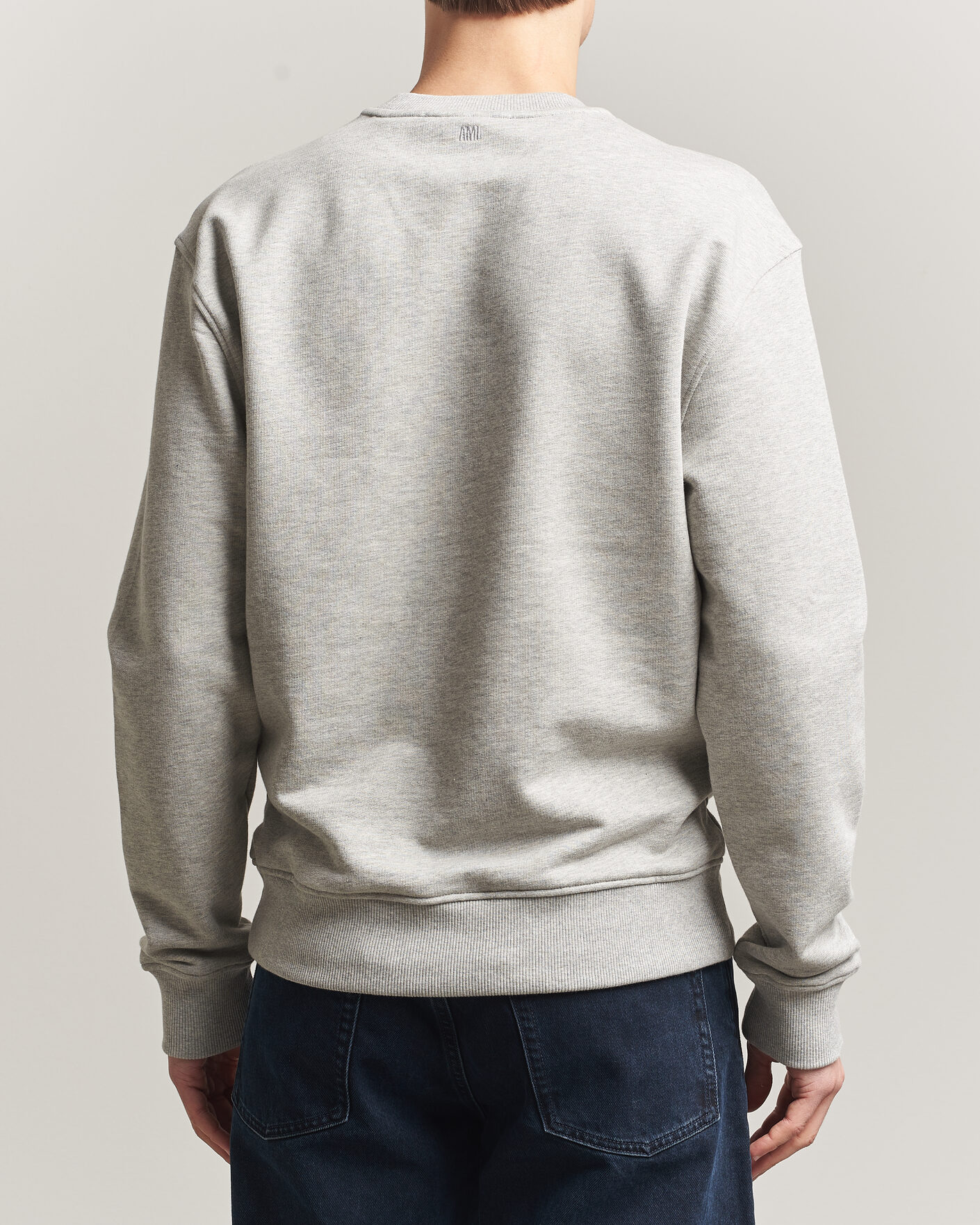 Hombres | Jerséis y prendas de punto | AMI | Knitted Heart Logo Sweatshirt Grey Melange