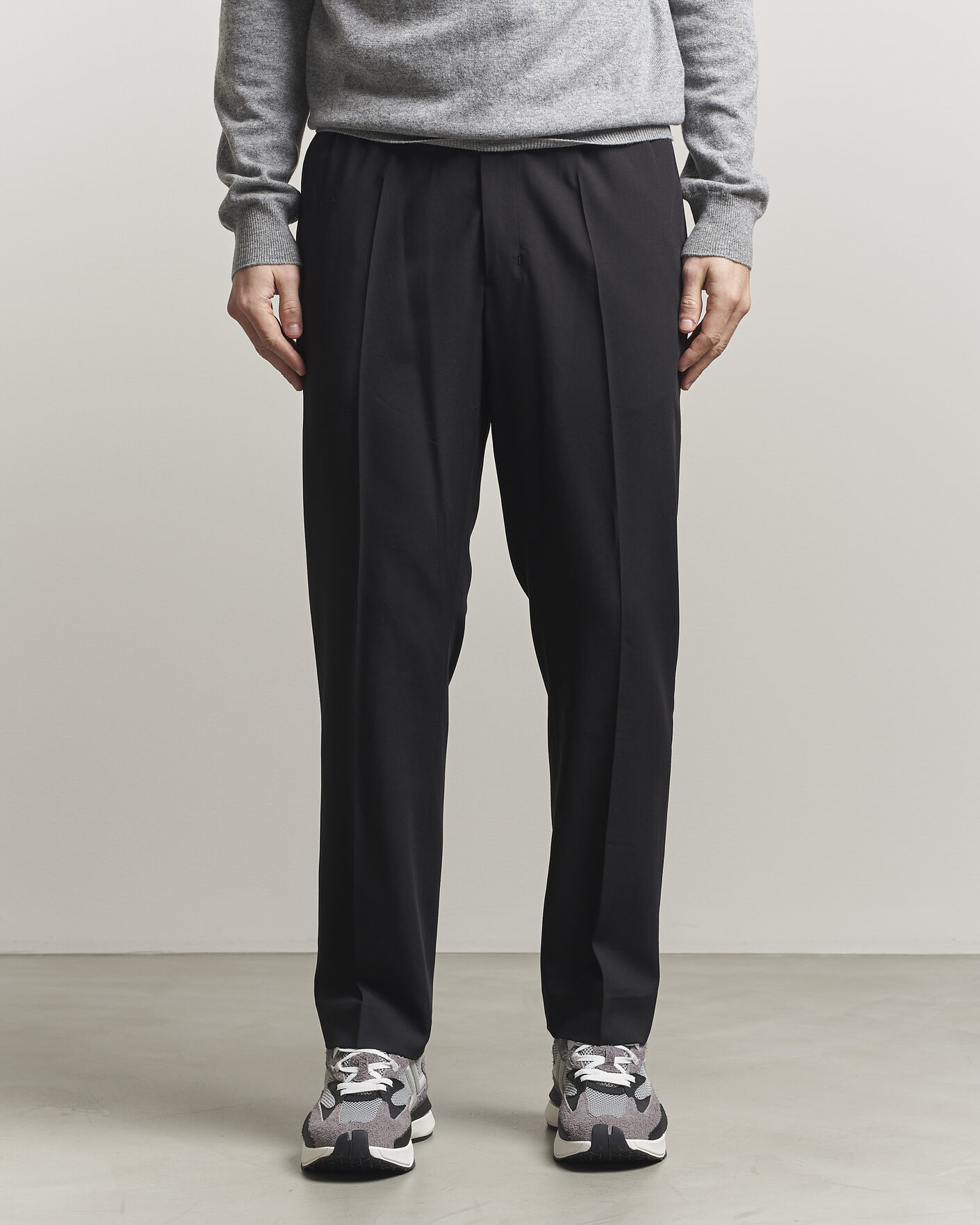 Hombres | Pantalones | AMI | Wool Drawstring Trousers Black