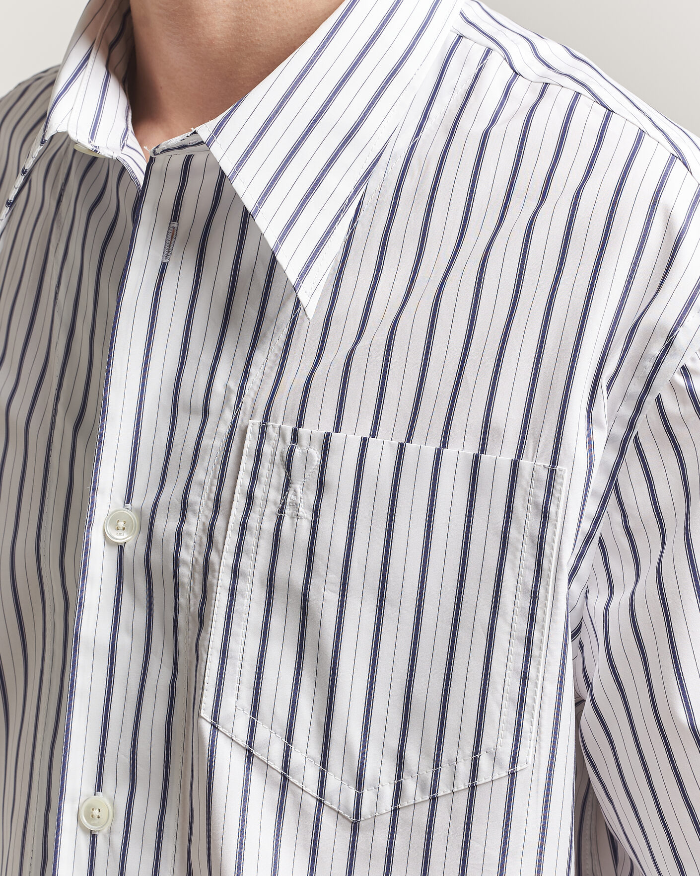 Hombres | Camisas | AMI | Short Sleeve Camp Collar Shirt White/Blue