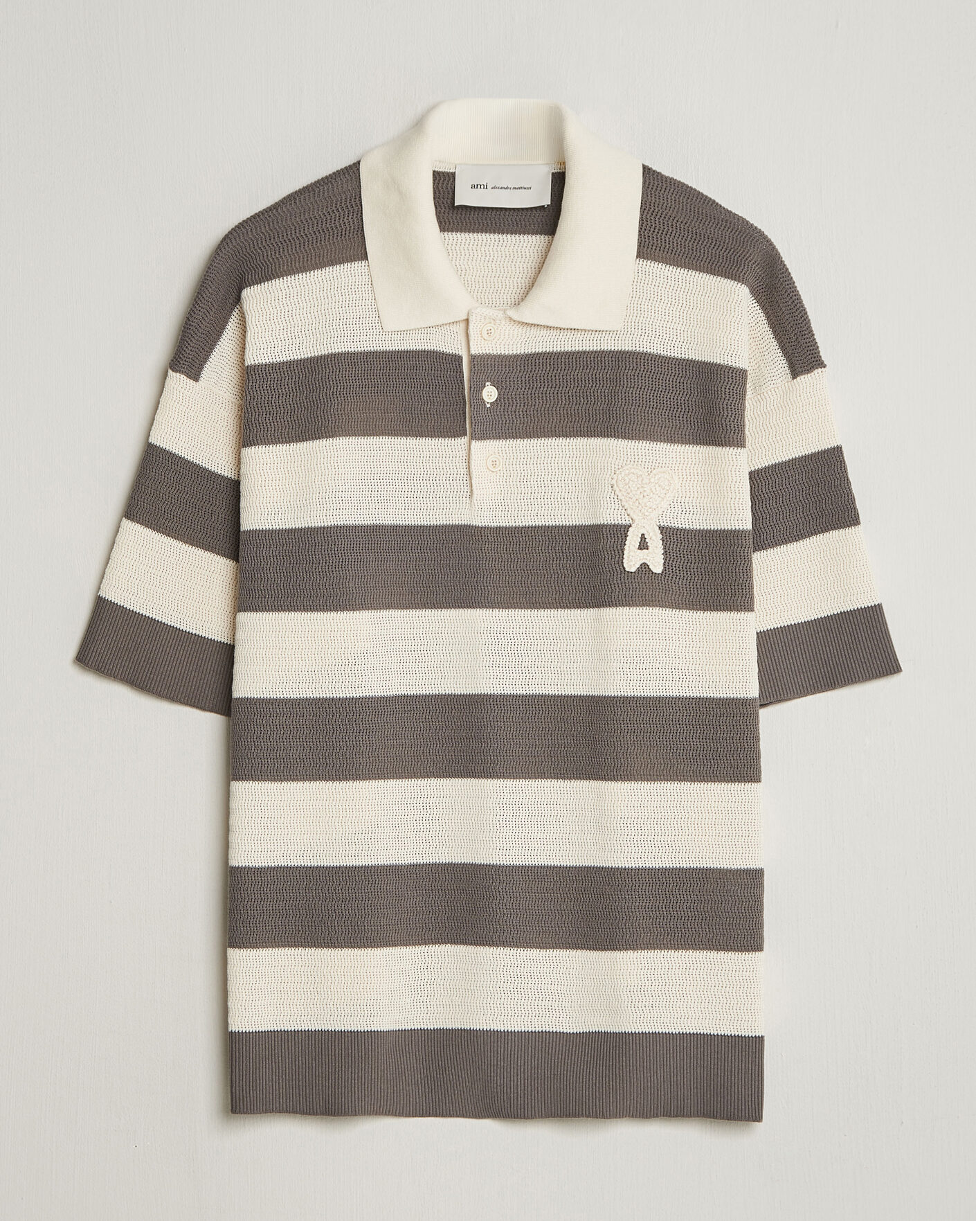 Hombres | Polos | AMI | Striped Polo White/Grey