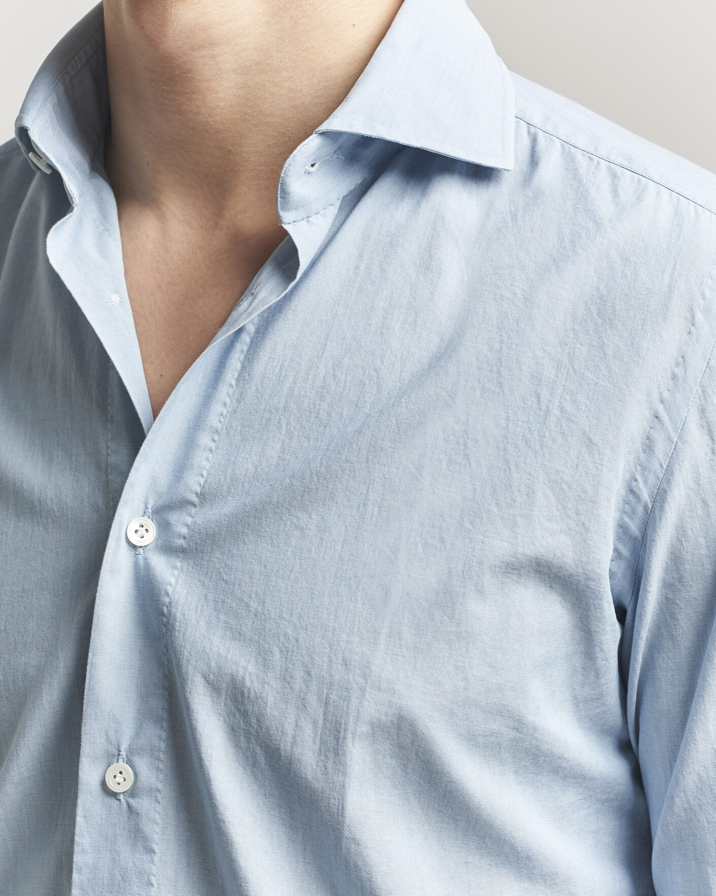 Hombres | Camisas | 100Hands | Light Cotton Voile Denim Shirt Blue