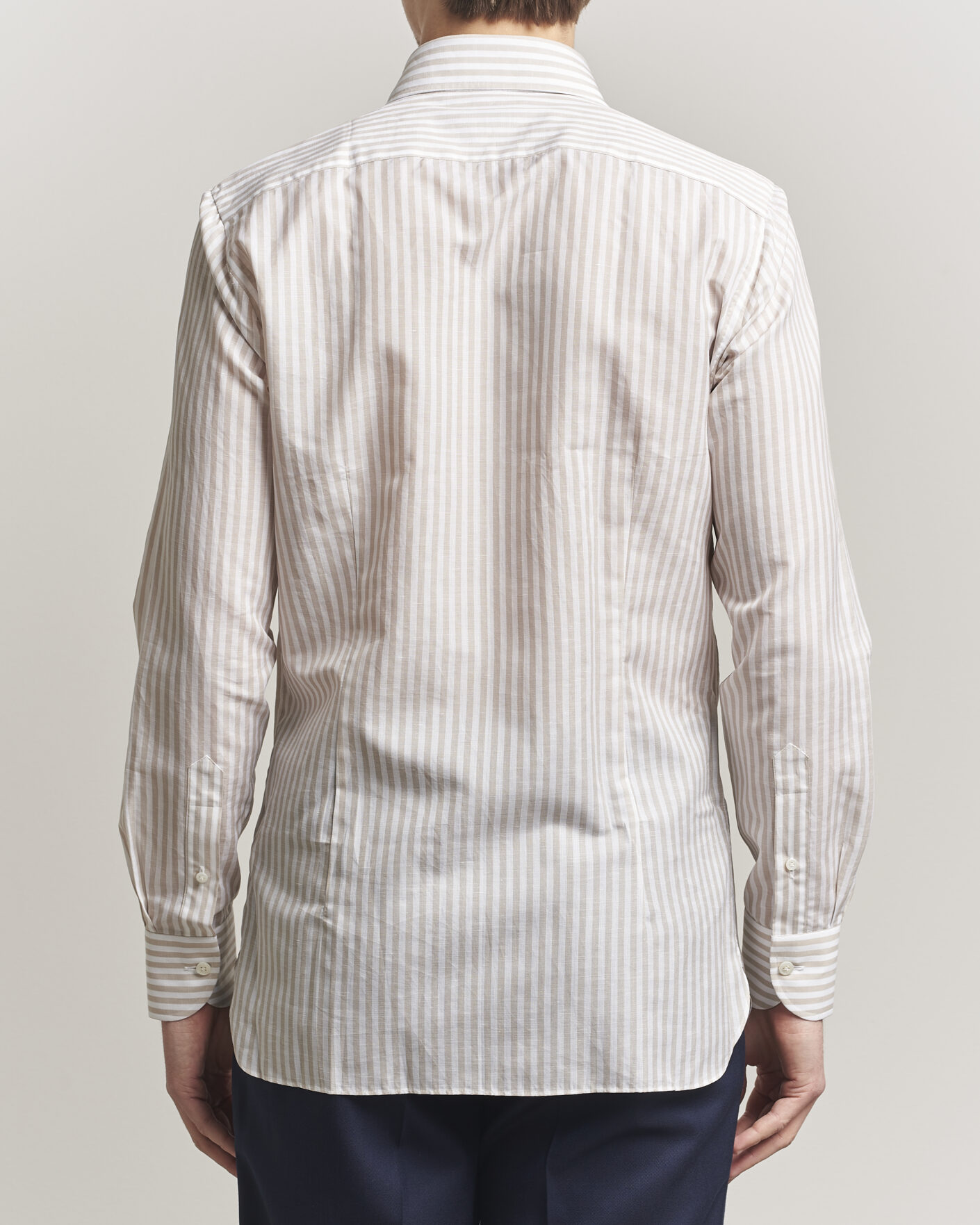 Hombres | Camisas | 100Hands | Cotton/Linen Bengal Stripe Shirt Light Brown