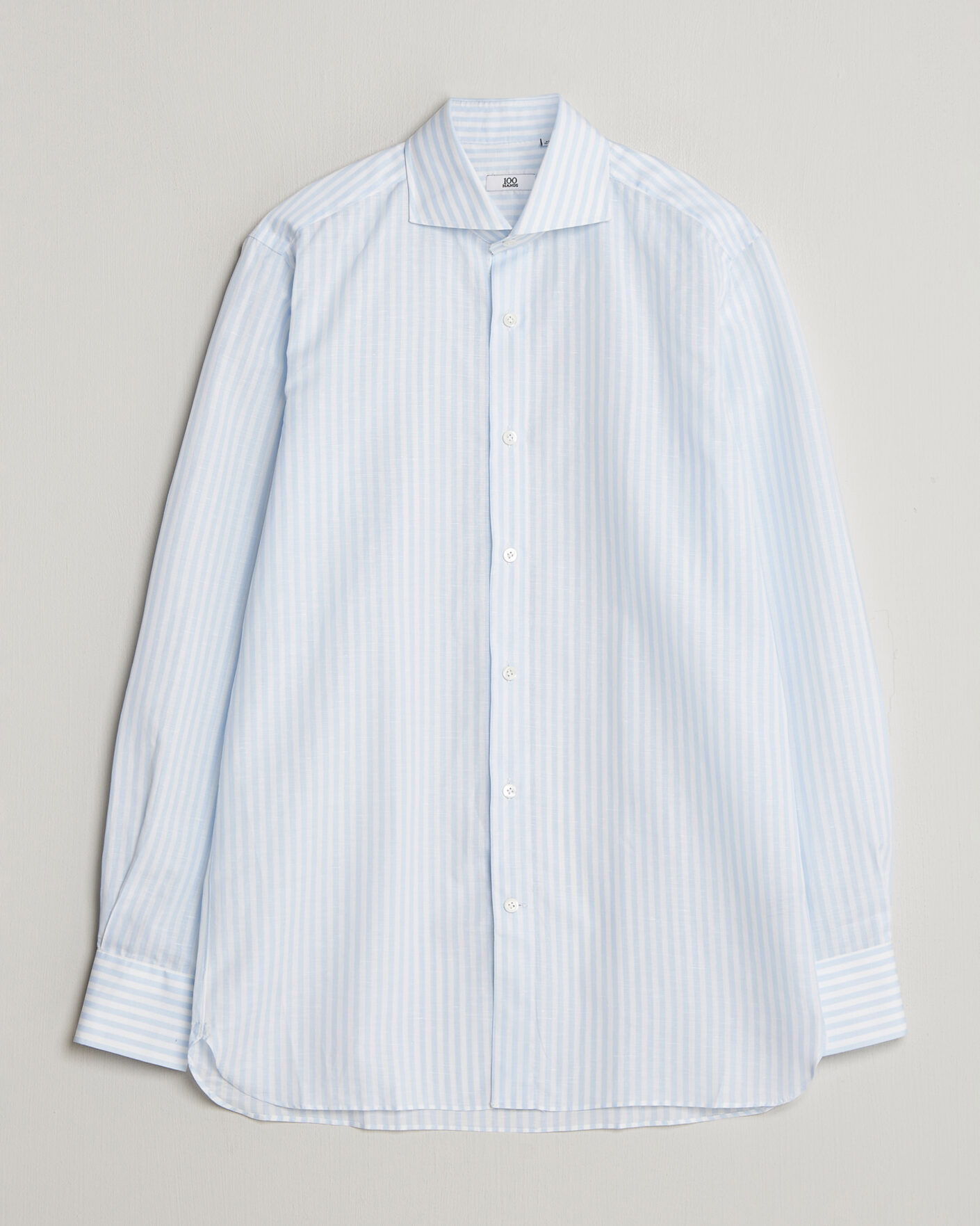 Hombres | Camisas | 100Hands | Cotton/Linen Bengal Stripe Shirt Light Blue