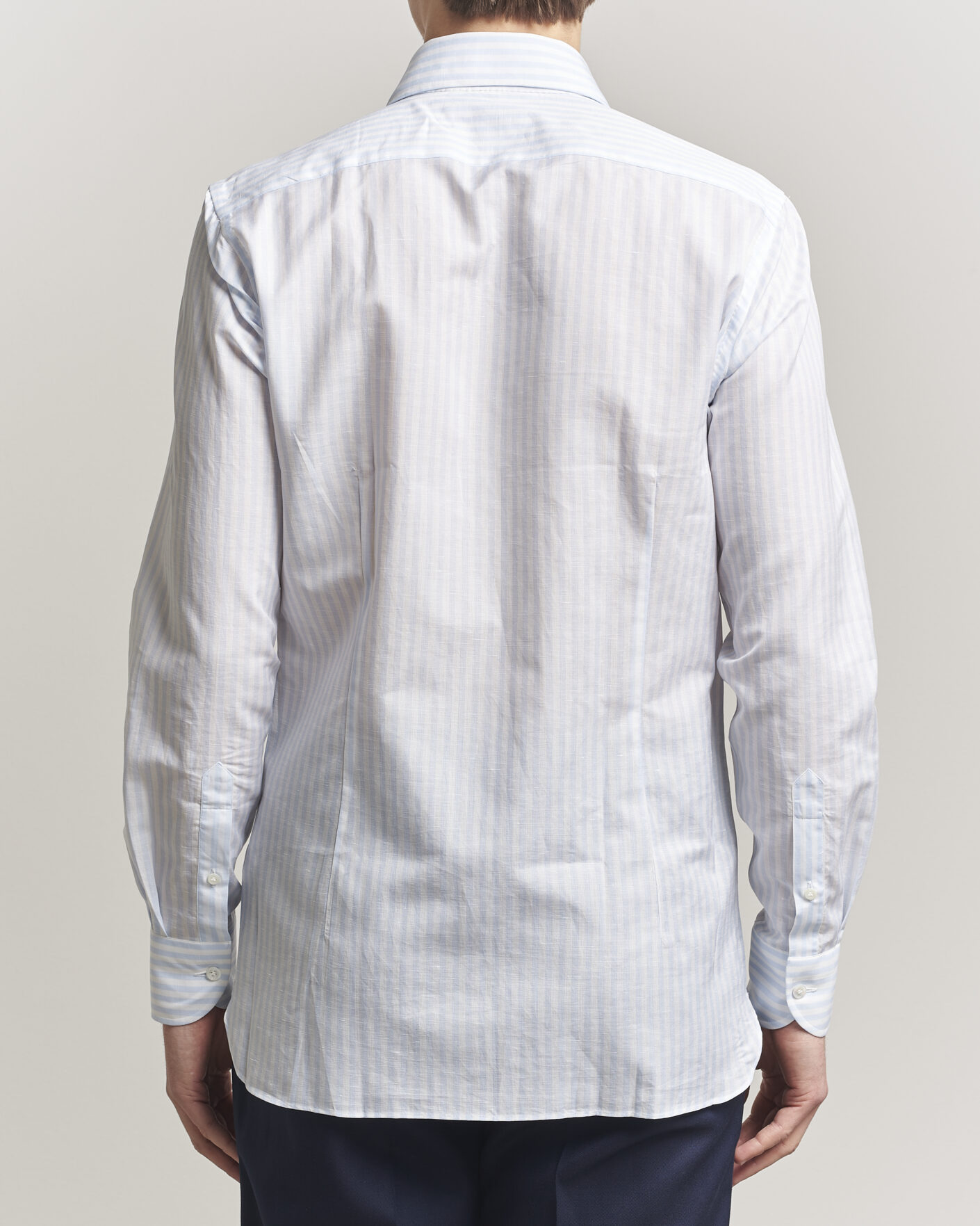 Hombres | Camisas | 100Hands | Cotton/Linen Bengal Stripe Shirt Light Blue
