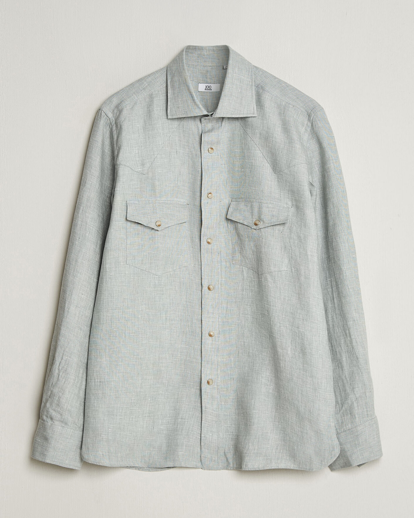 Hombres | Camisas | 100Hands | Two Pocket Western Linen Shirt Mint Green