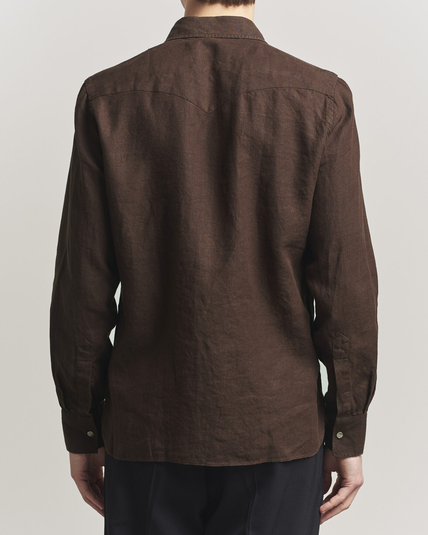 Hombres | Camisas | 100Hands | Two Pocket Western Linen Shirt Chocolate