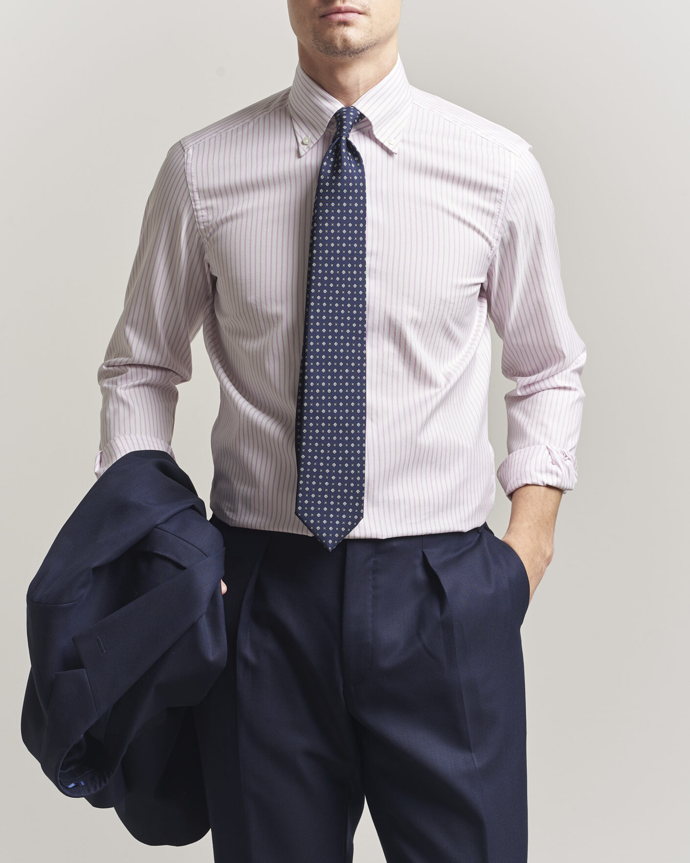 Hombres | Camisas | 100Hands | Washed Striped Oxford Shirt Lavender