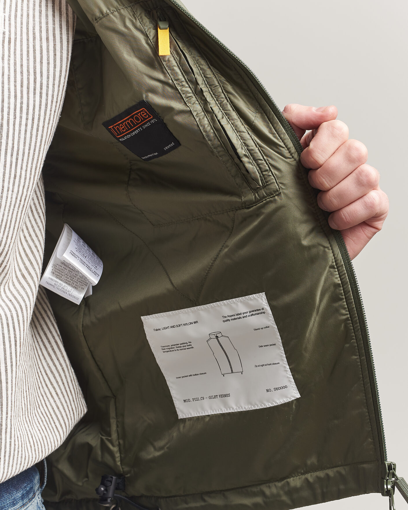Hombres | Chalecos | Aspesi | Vernes Nylon Gilet Olive
