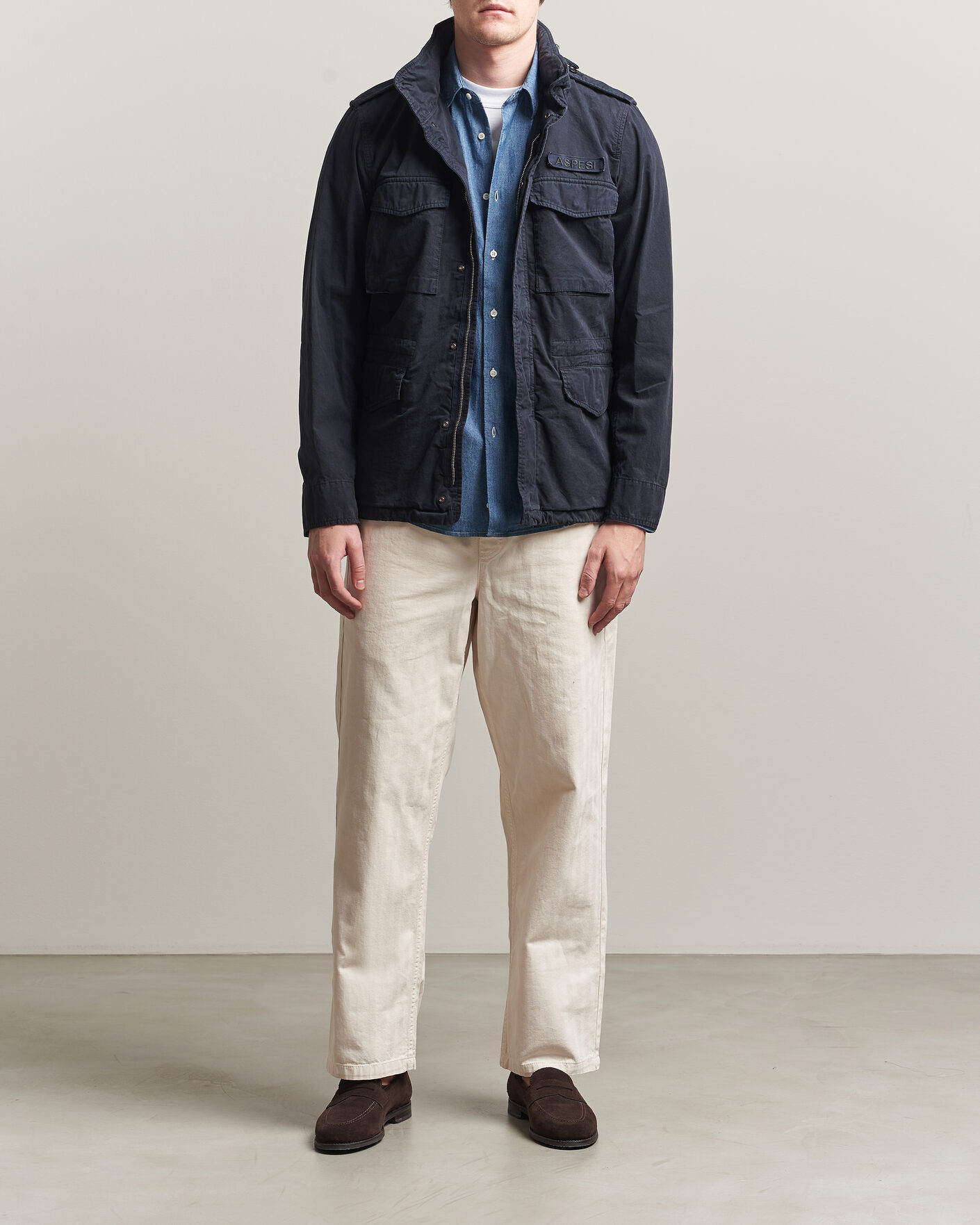 Hombres | Abrigos y chaquetas | Aspesi | Washed Cotton Field Jacket Navy