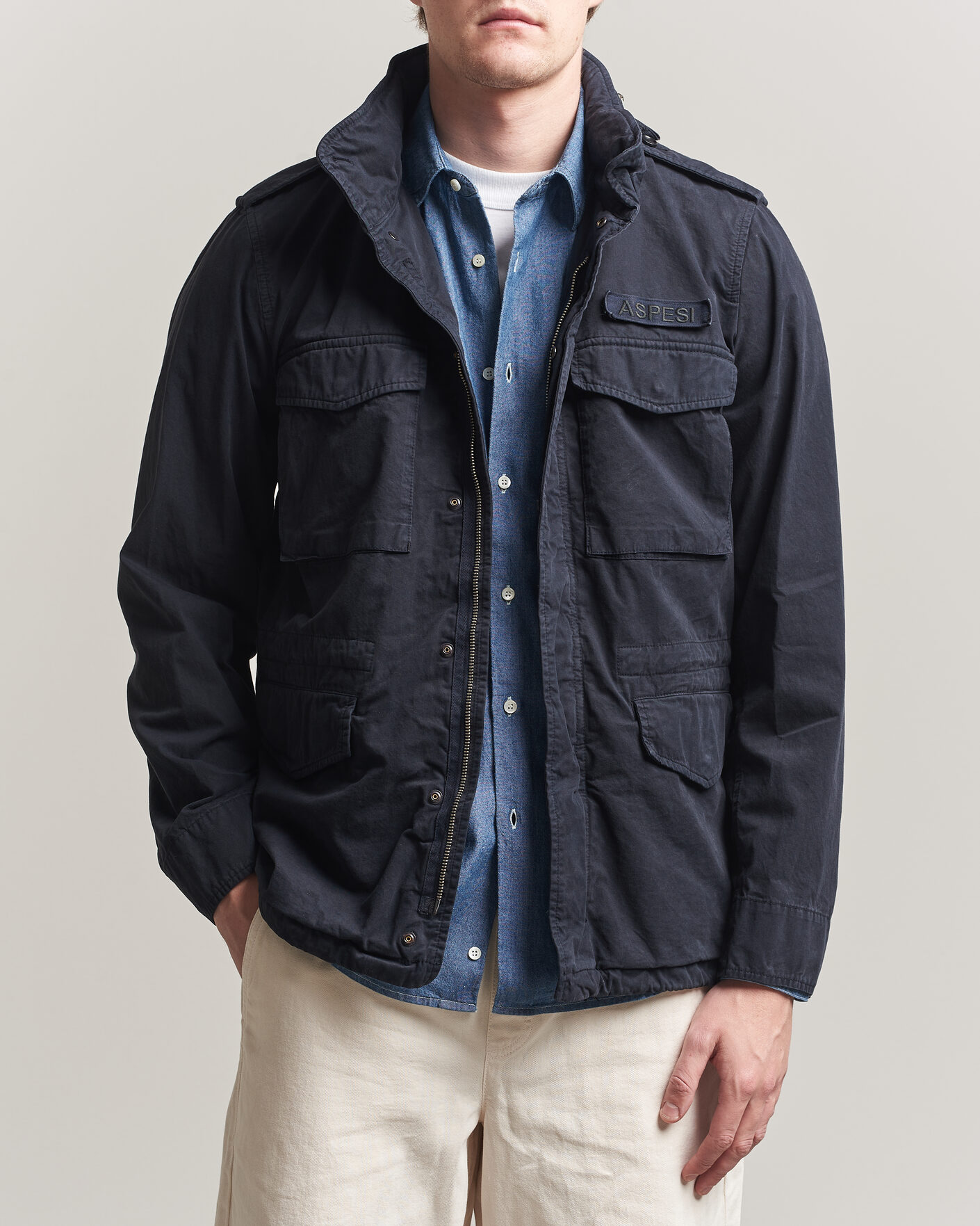 Hombres | Abrigos y chaquetas | Aspesi | Washed Cotton Field Jacket Navy