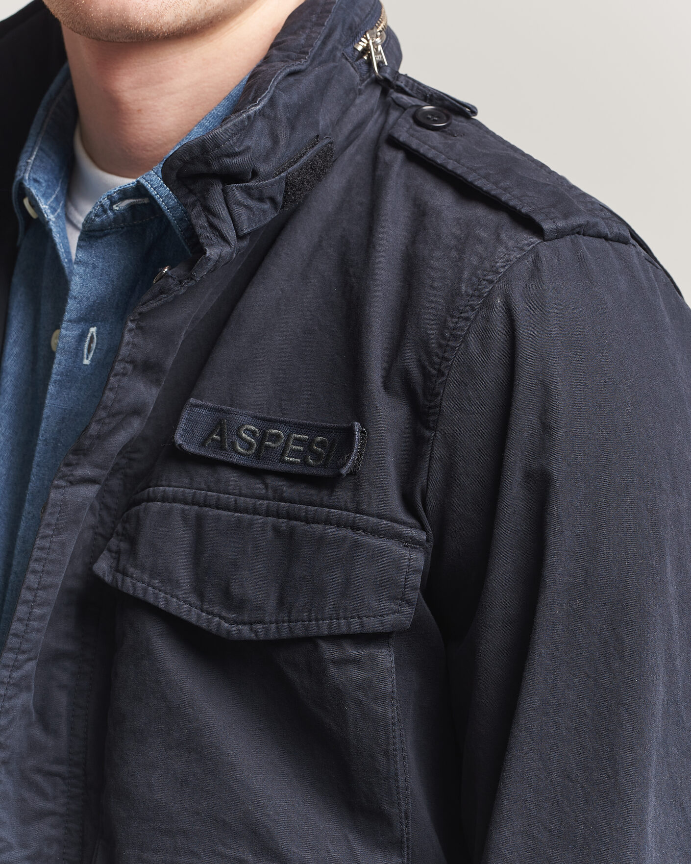 Hombres | Abrigos y chaquetas | Aspesi | Washed Cotton Field Jacket Navy
