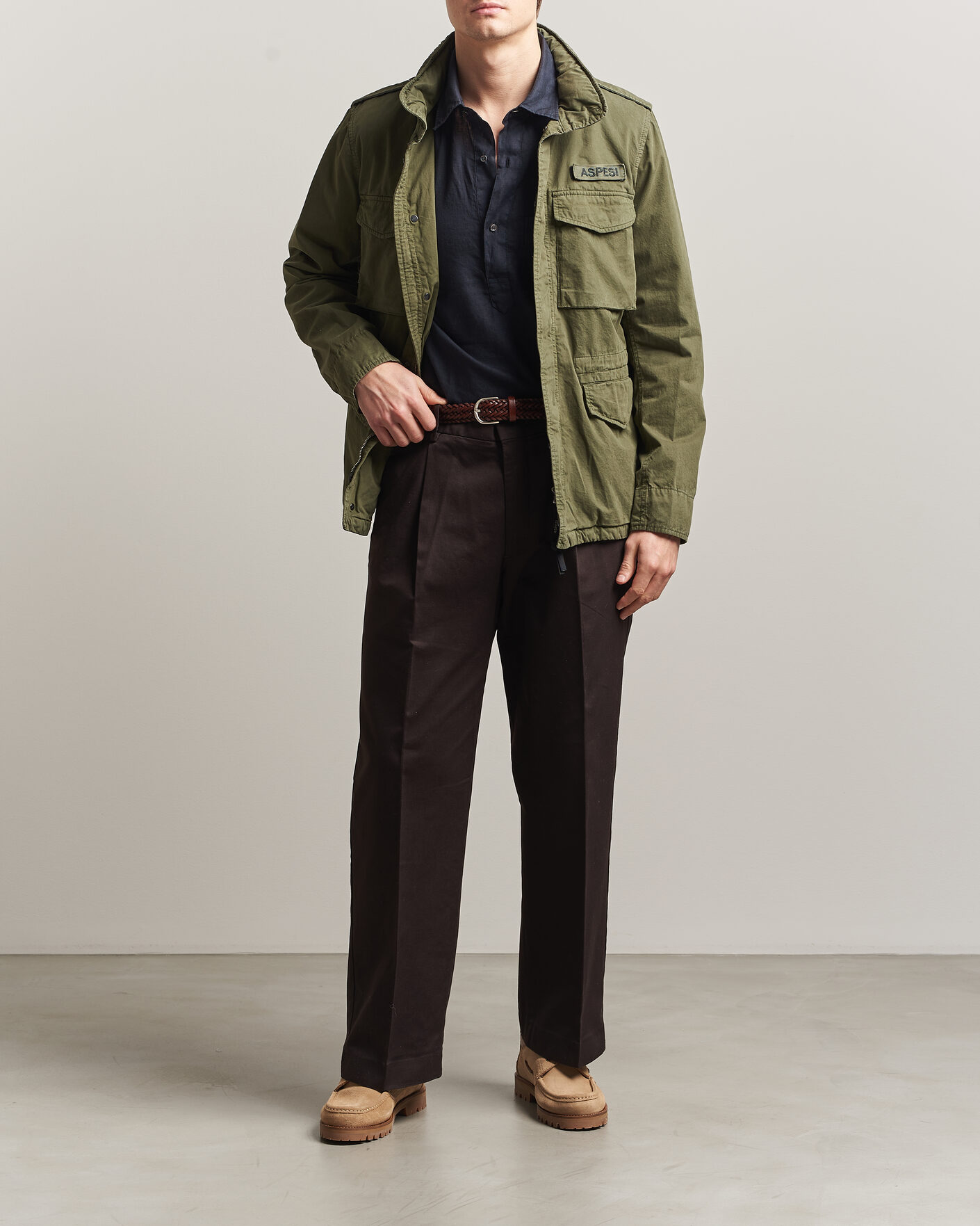 Hombres | Abrigos y chaquetas | Aspesi | Washed Cotton Field Jacket Military