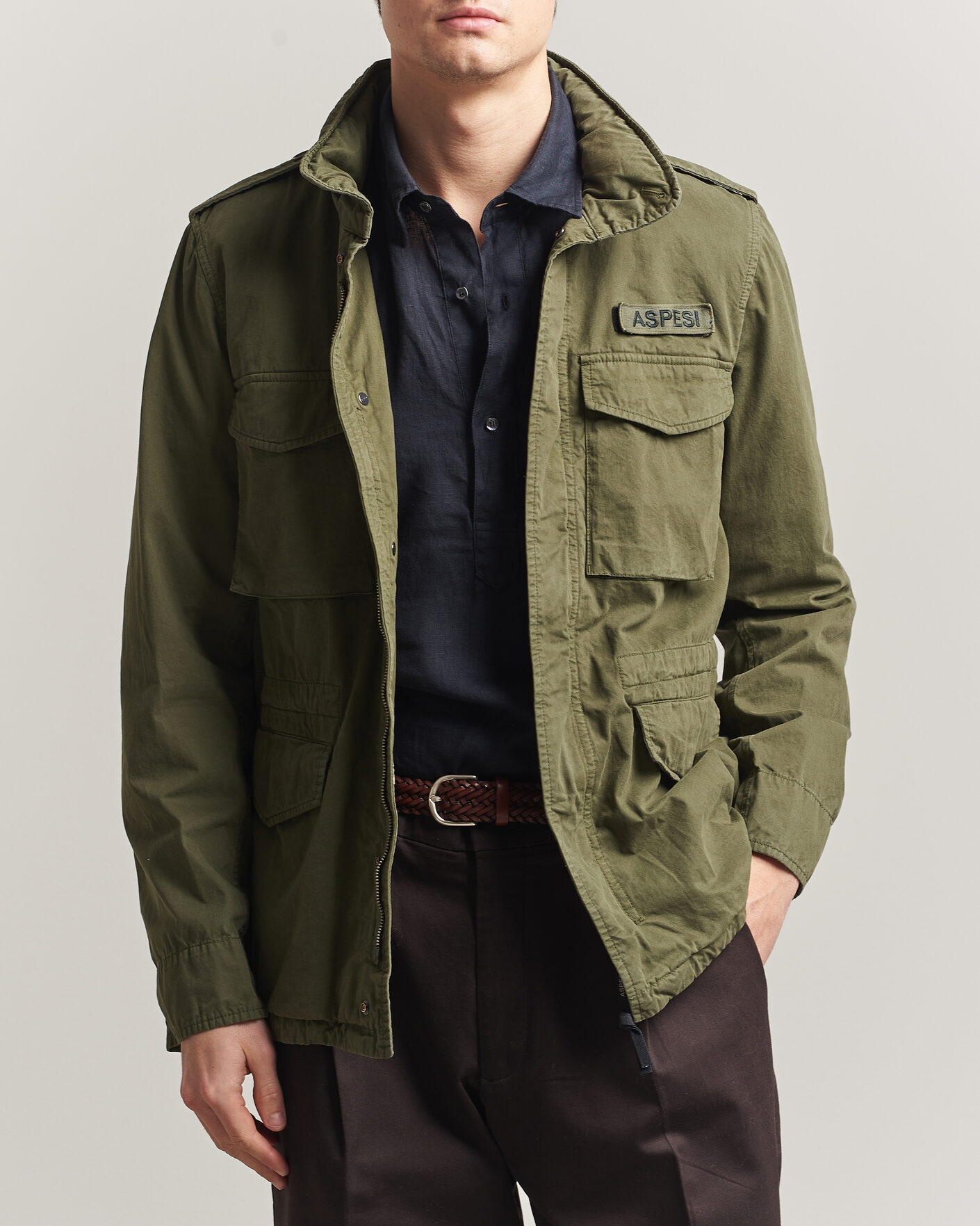 Hombres | Abrigos y chaquetas | Aspesi | Washed Cotton Field Jacket Military