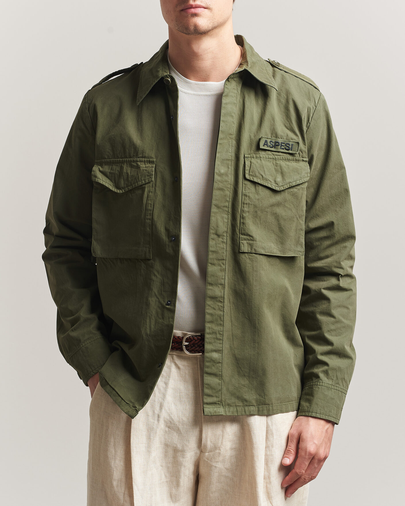 Hombres | Abrigos y chaquetas | Aspesi | Cotton Field Shirt Olive