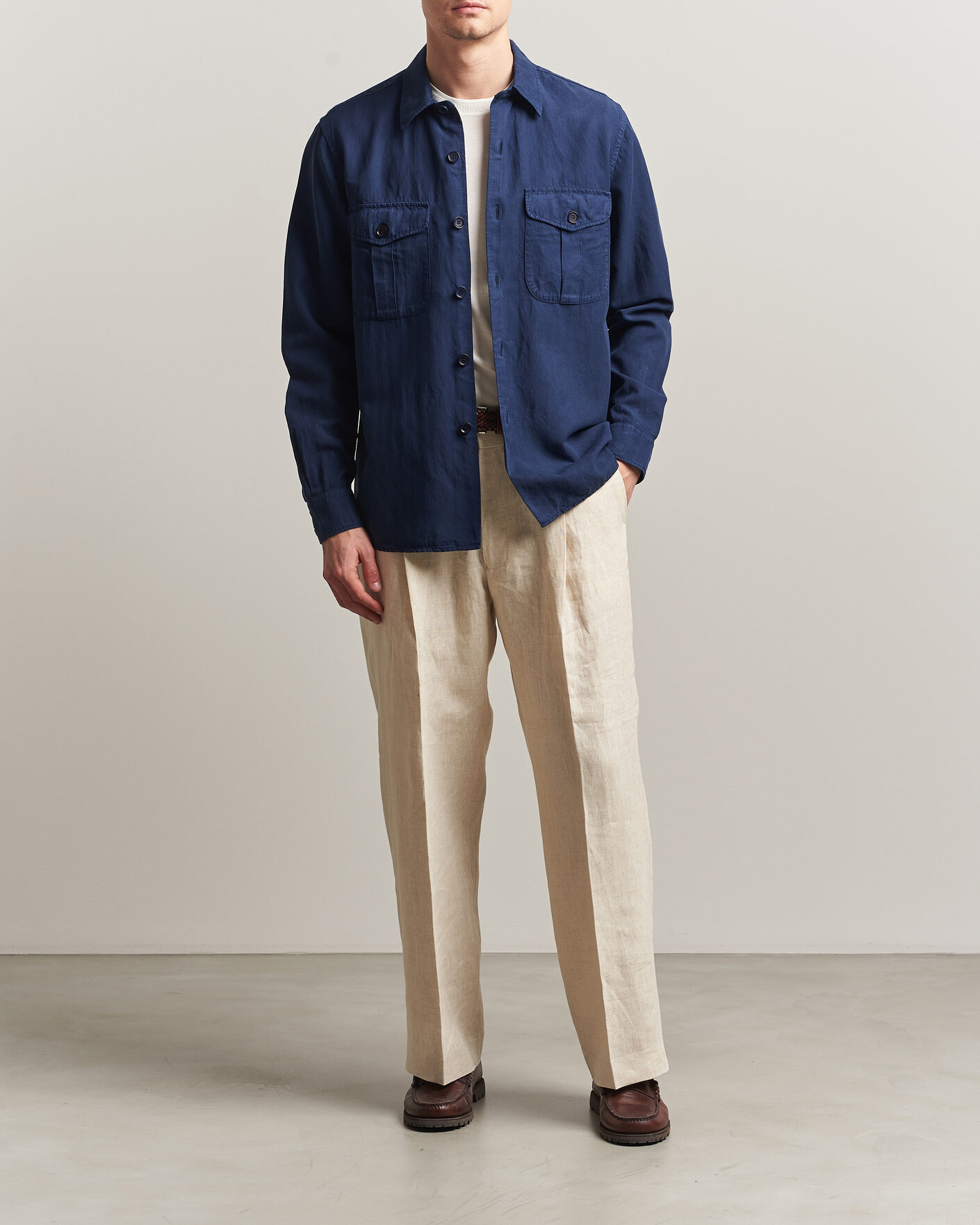 Hombres | Camisas | Aspesi | Double Pocket Overshirt Navy