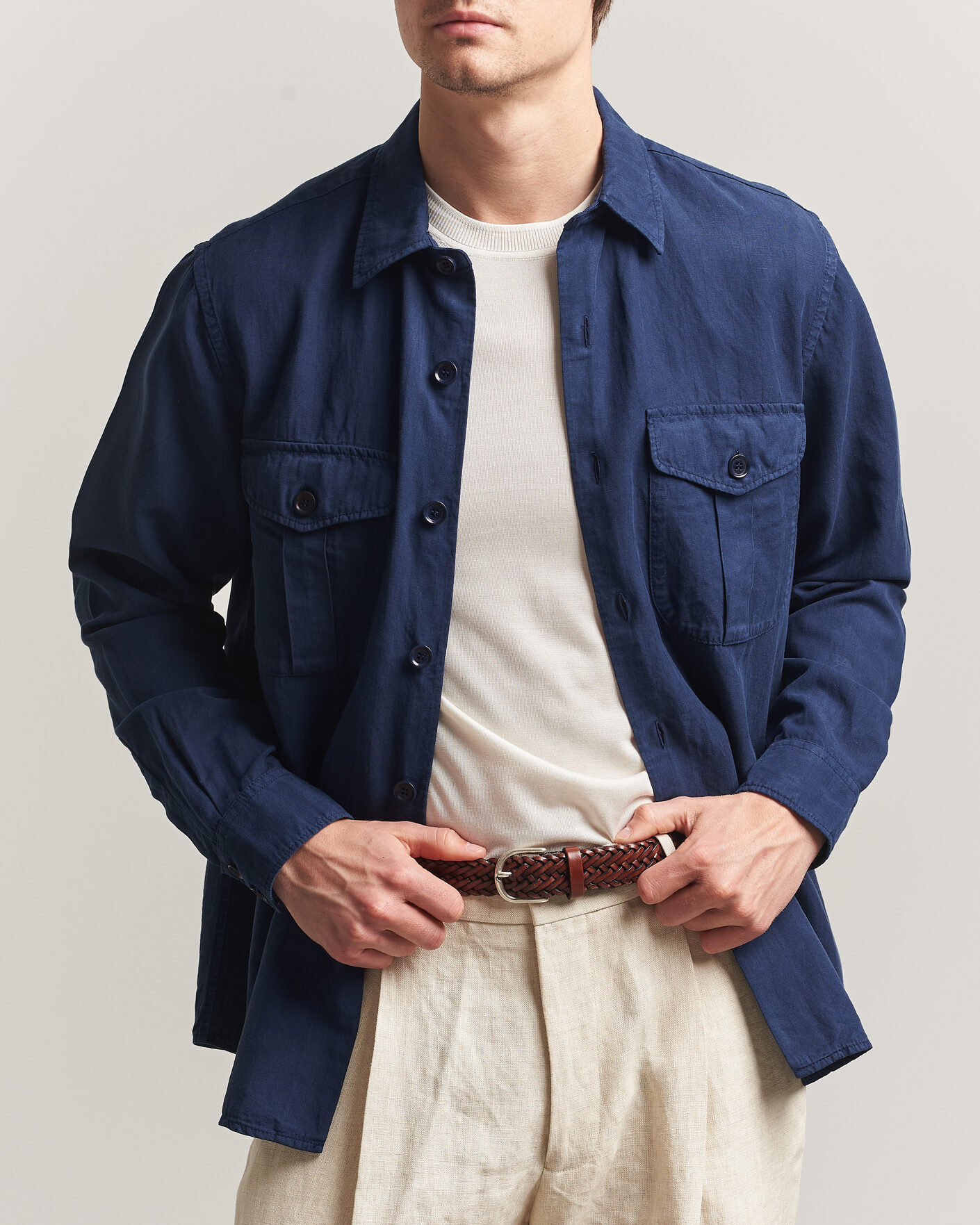 Hombres | Camisas | Aspesi | Double Pocket Overshirt Navy