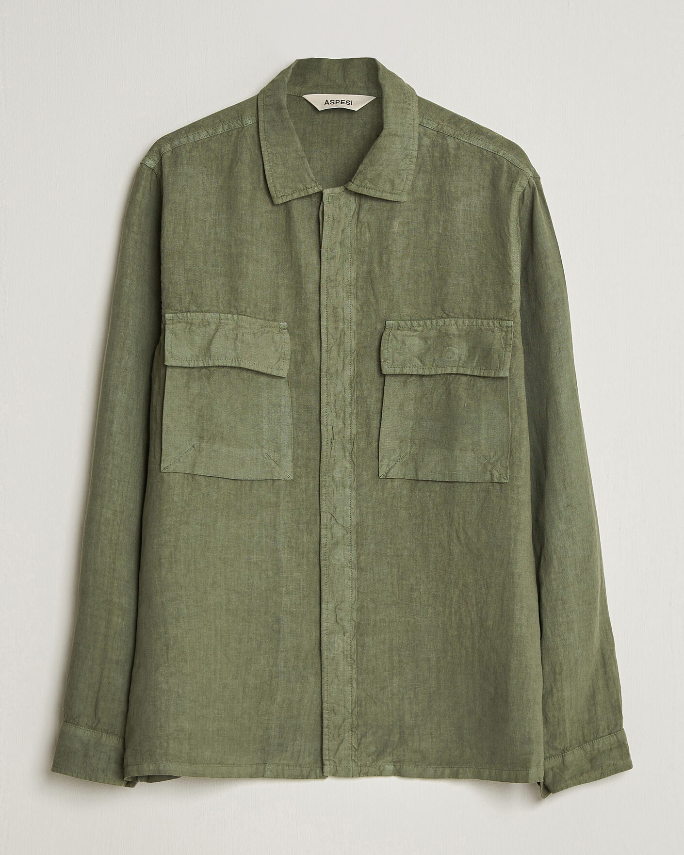 Hombres | Abrigos y chaquetas | Aspesi | Linen Overshirt Military
