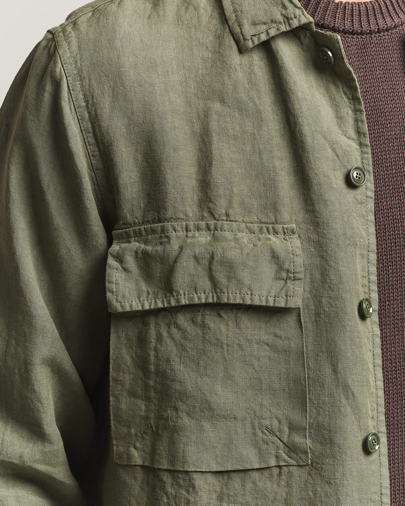 Hombres | Abrigos y chaquetas | Aspesi | Linen Overshirt Military