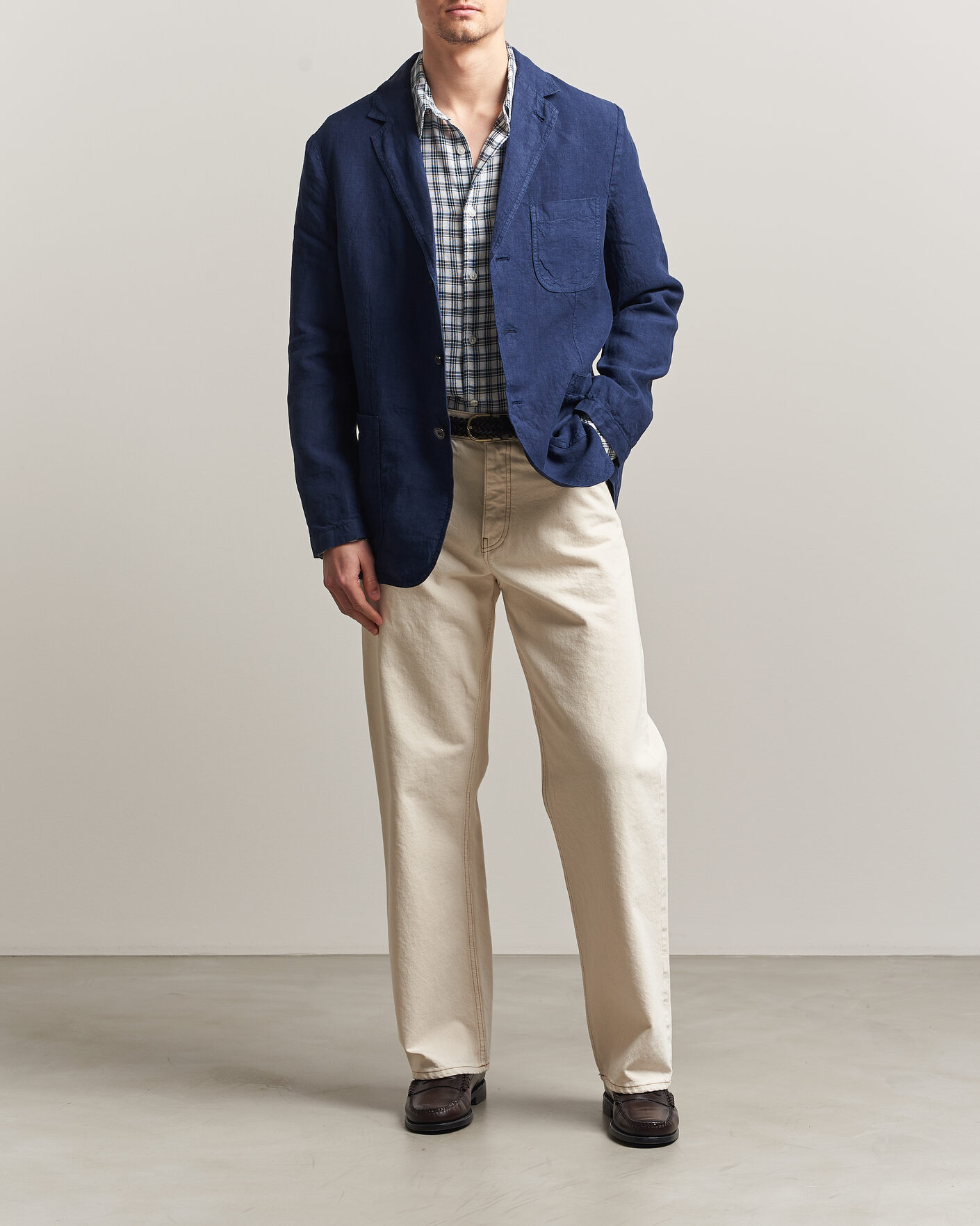 Hombres | Blazers | Aspesi | Samuraki Linen Blazer Navy