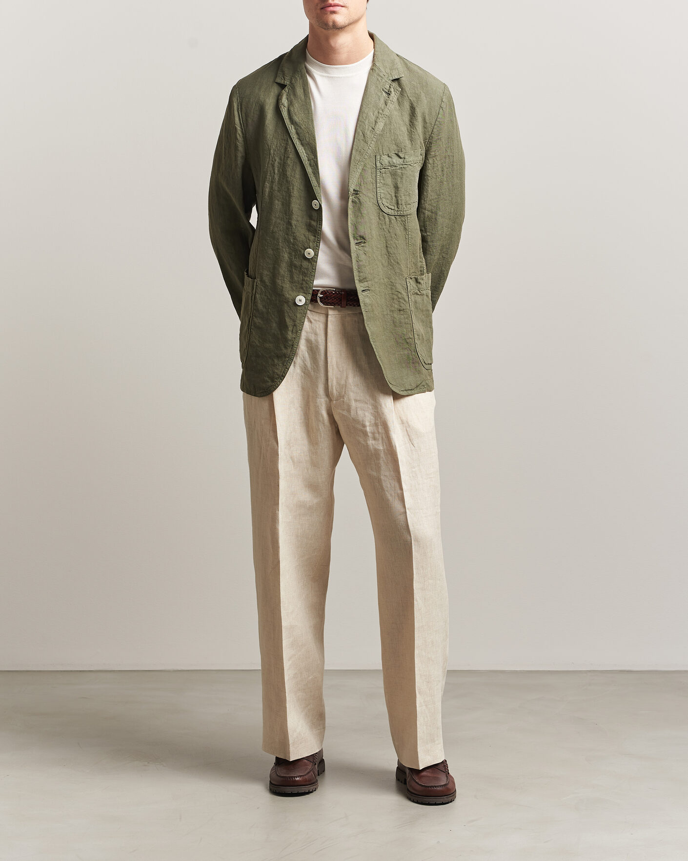 Hombres | Blazers | Aspesi | Samuraki Linen Blazer Military