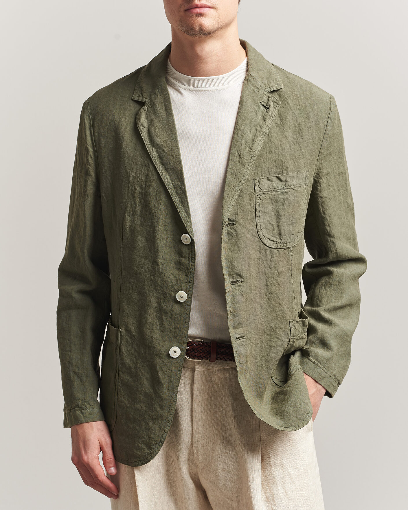 Hombres | Blazers | Aspesi | Samuraki Linen Blazer Military