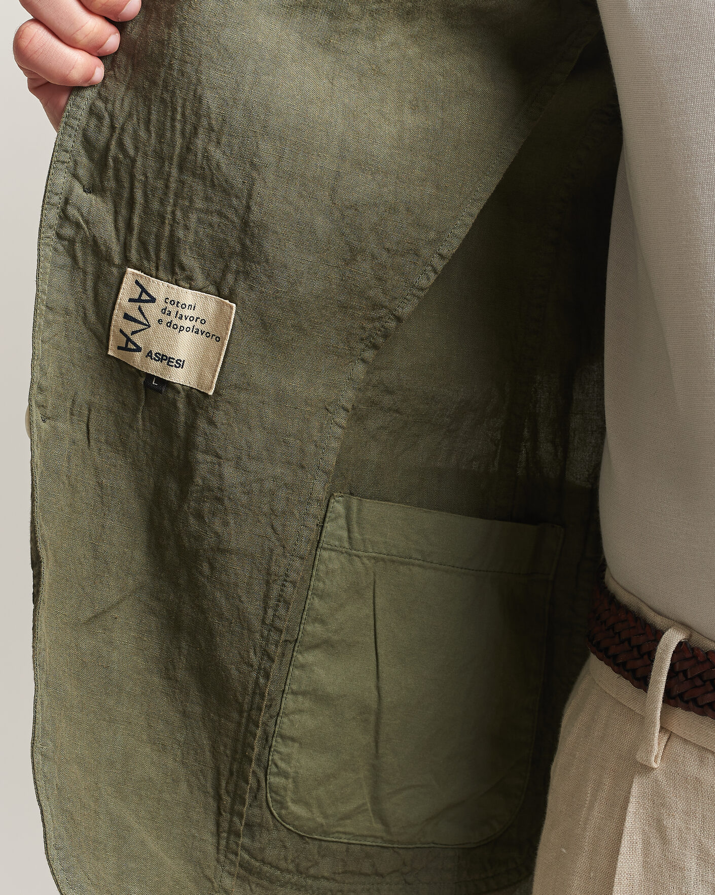 Hombres | Blazers | Aspesi | Samuraki Linen Blazer Military