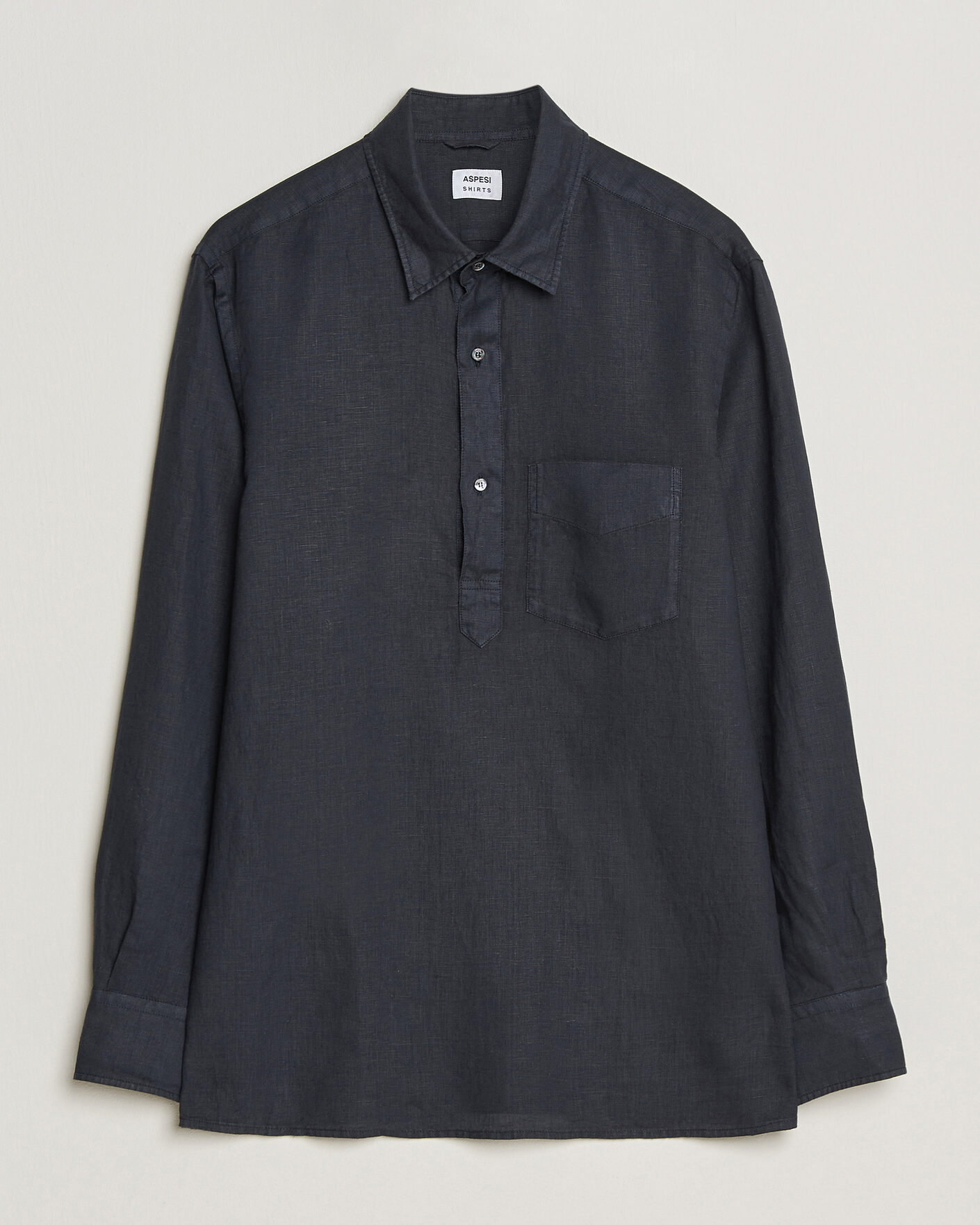 Hombres | Camisas | Aspesi | Popover Linen Shirt Navy
