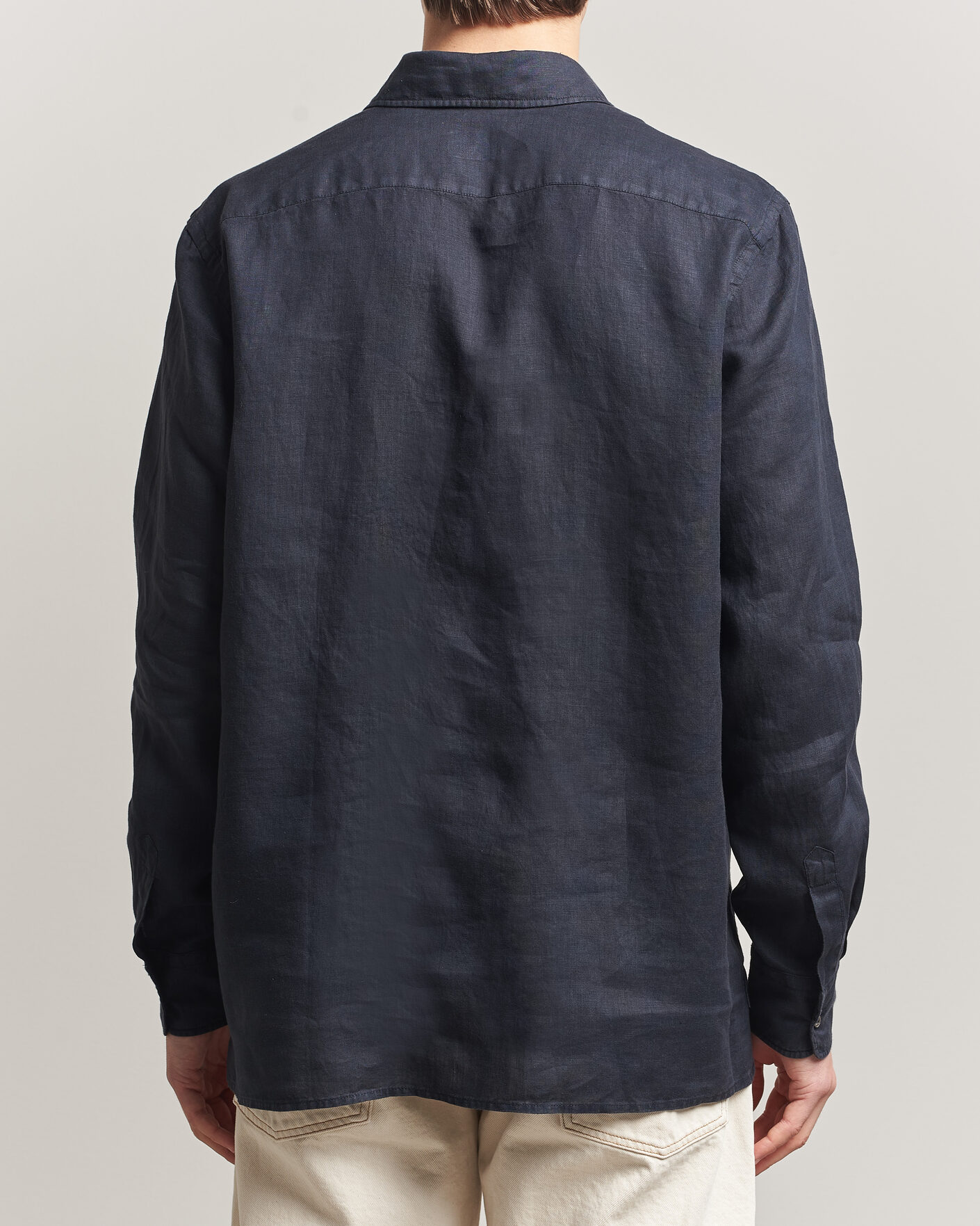 Hombres | Camisas | Aspesi | Popover Linen Shirt Navy
