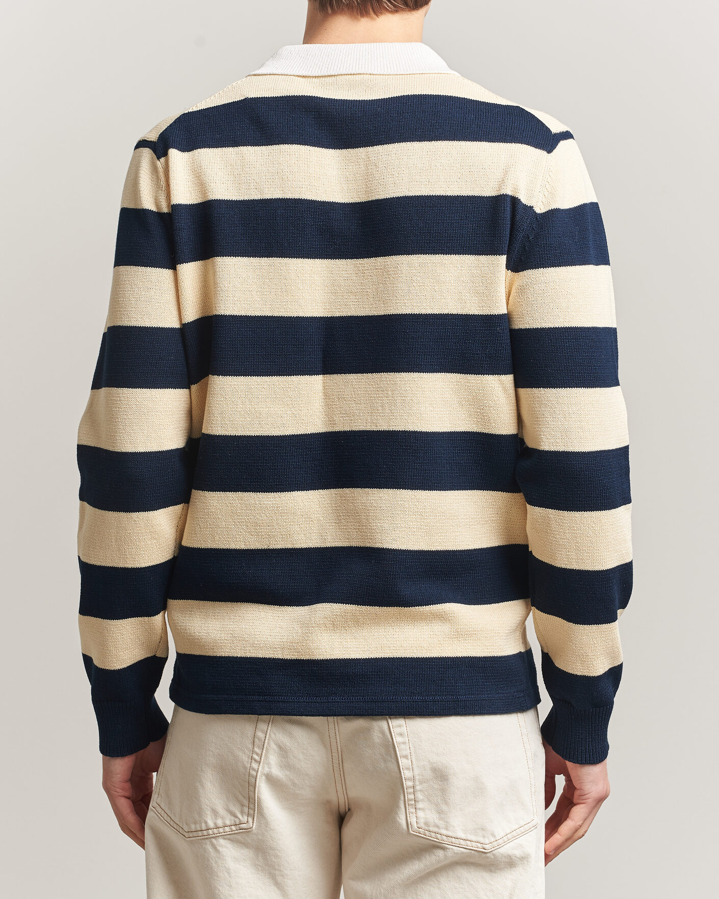 Hombres | Jerséis y prendas de punto | Aspesi | Long Sleeve Knitted Polo Navy/Ecru