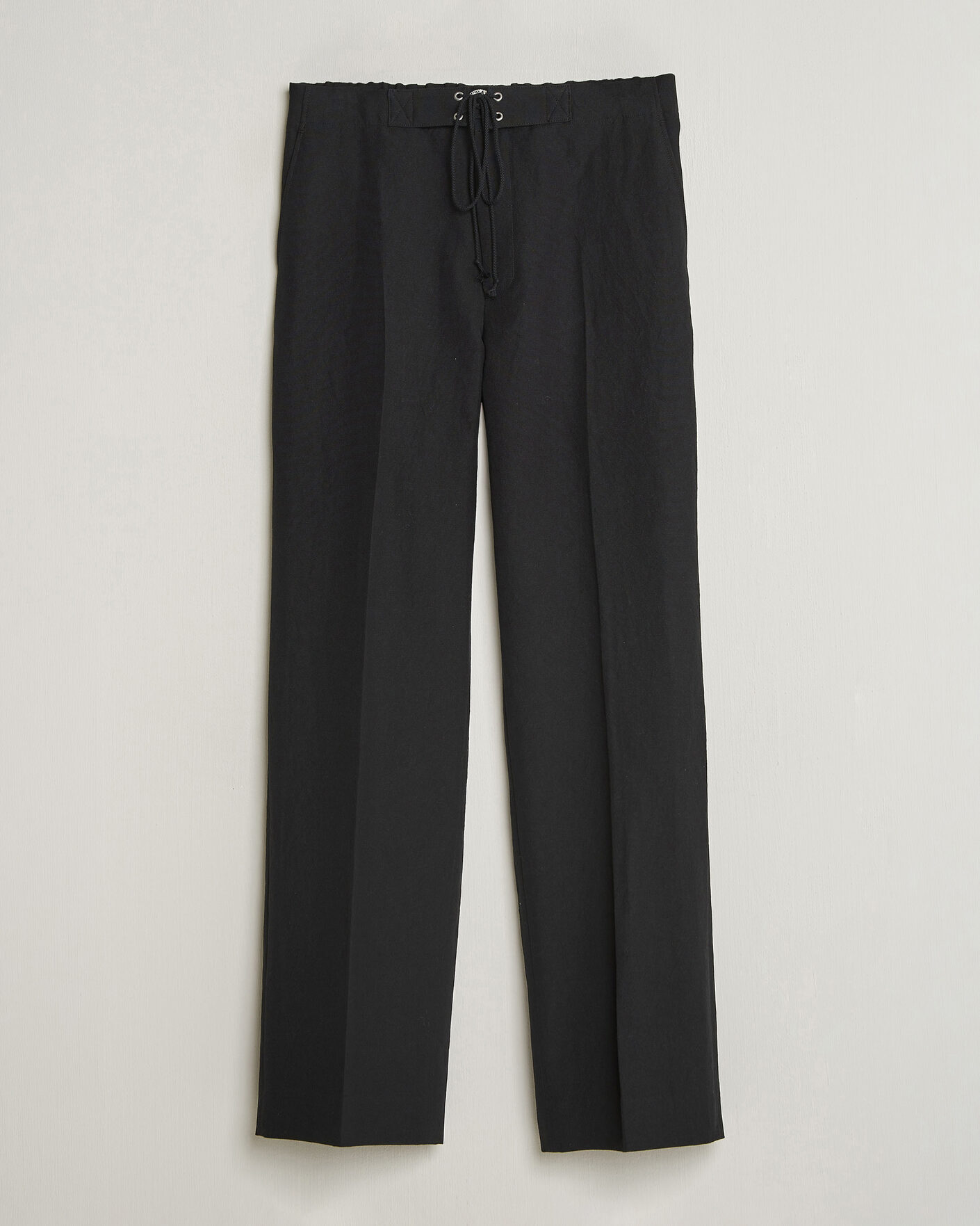 Hombres | Pantalones | Auralee | Wool/Linen Ox Drawstring Pants Black