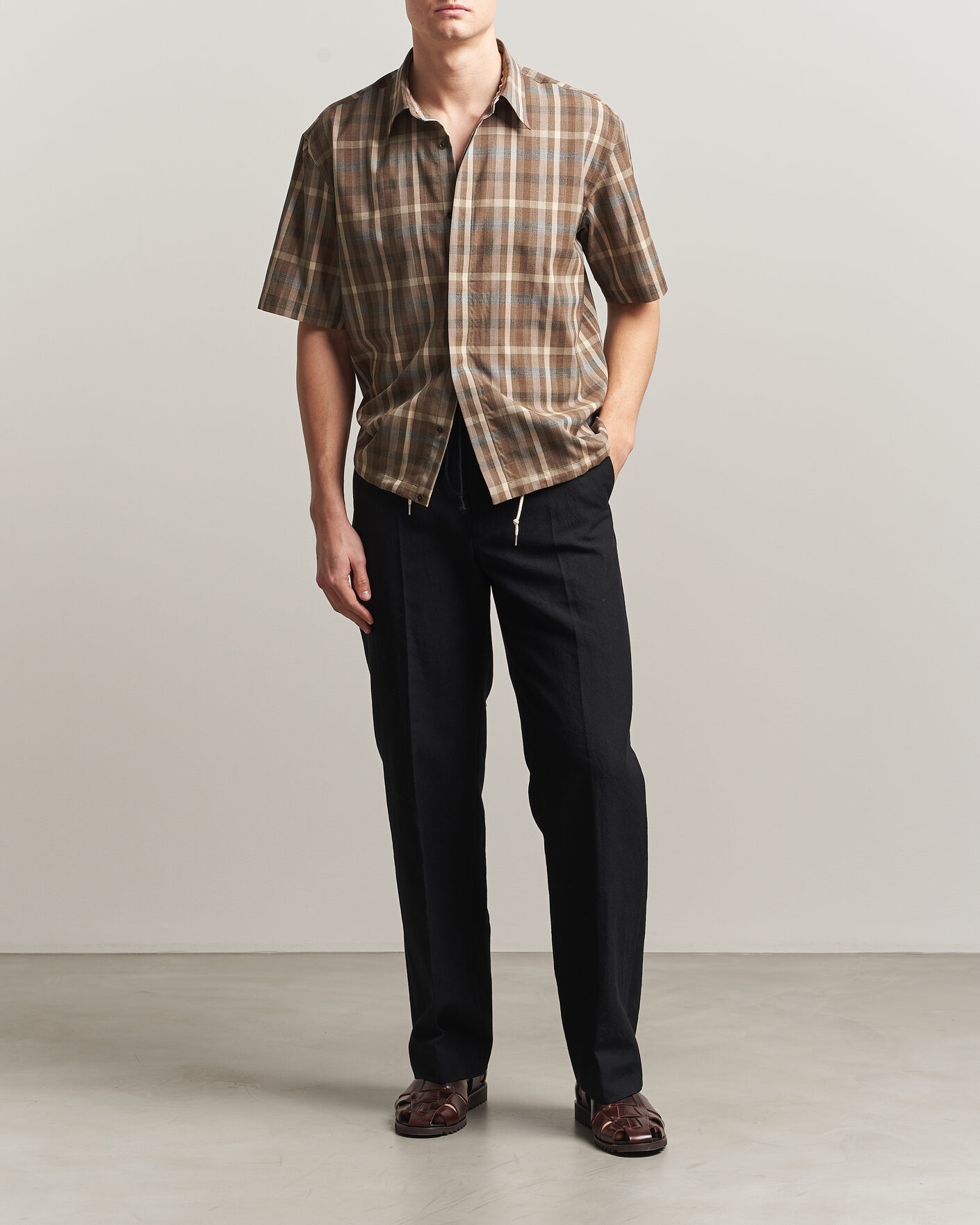 Hombres | Pantalones | Auralee | Wool/Linen Ox Drawstring Pants Black