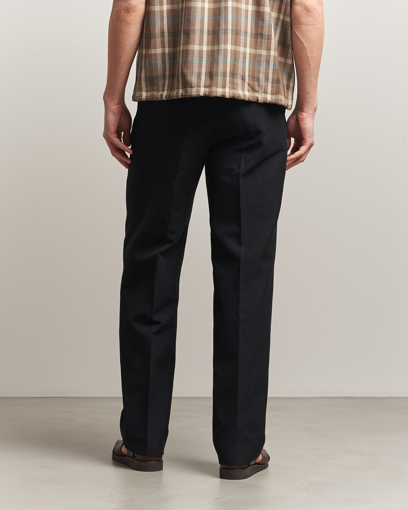 Hombres | Pantalones | Auralee | Wool/Linen Ox Drawstring Pants Black