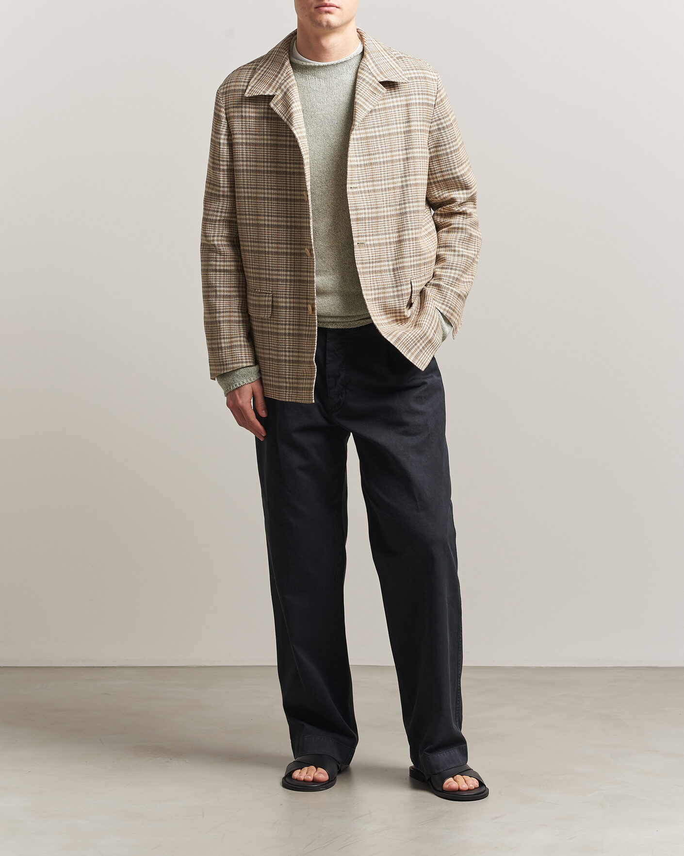 Hombres | Abrigos y chaquetas | Auralee | Silk/Linen Chore Jacket Beige Check