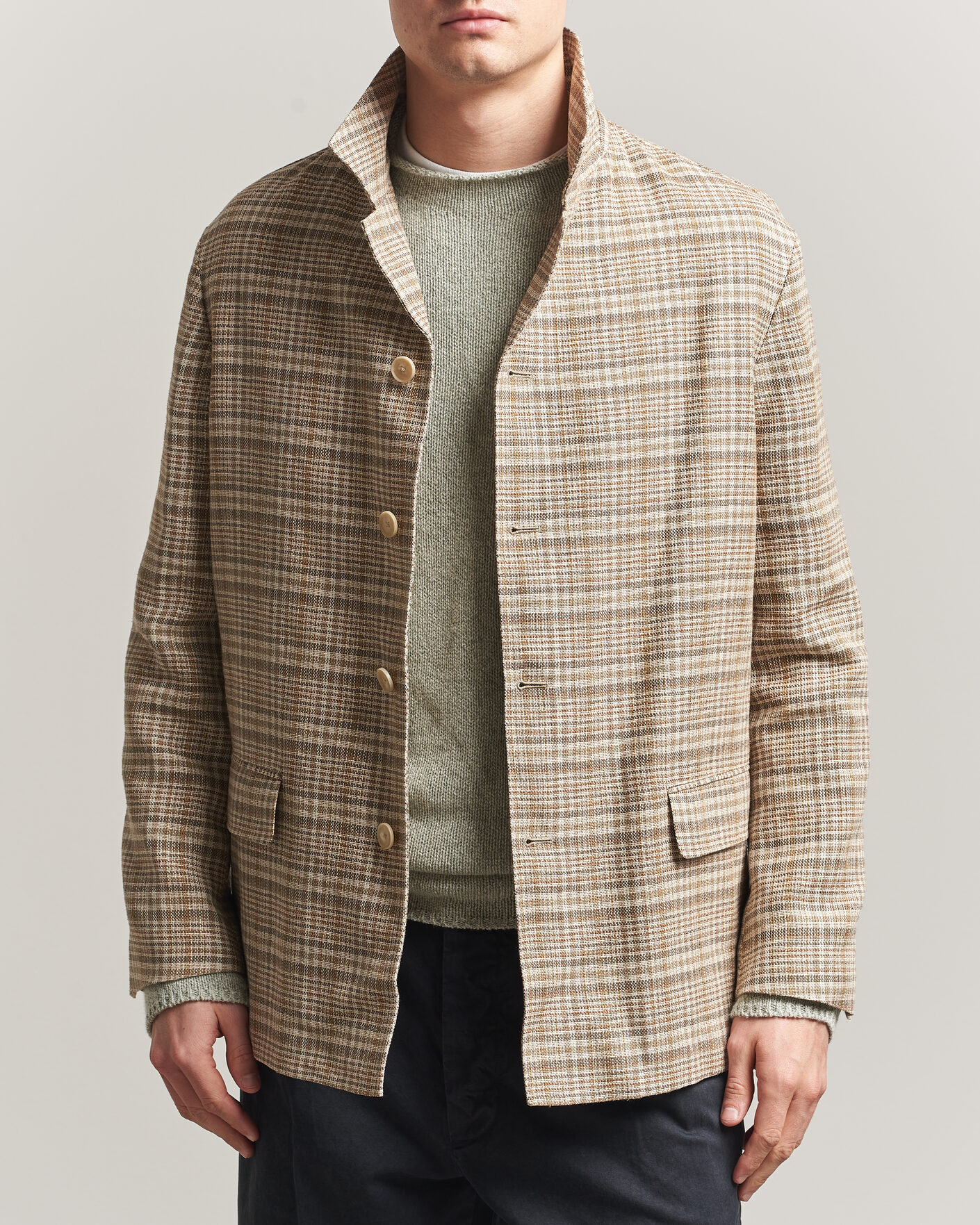 Hombres | Abrigos y chaquetas | Auralee | Silk/Linen Chore Jacket Beige Check