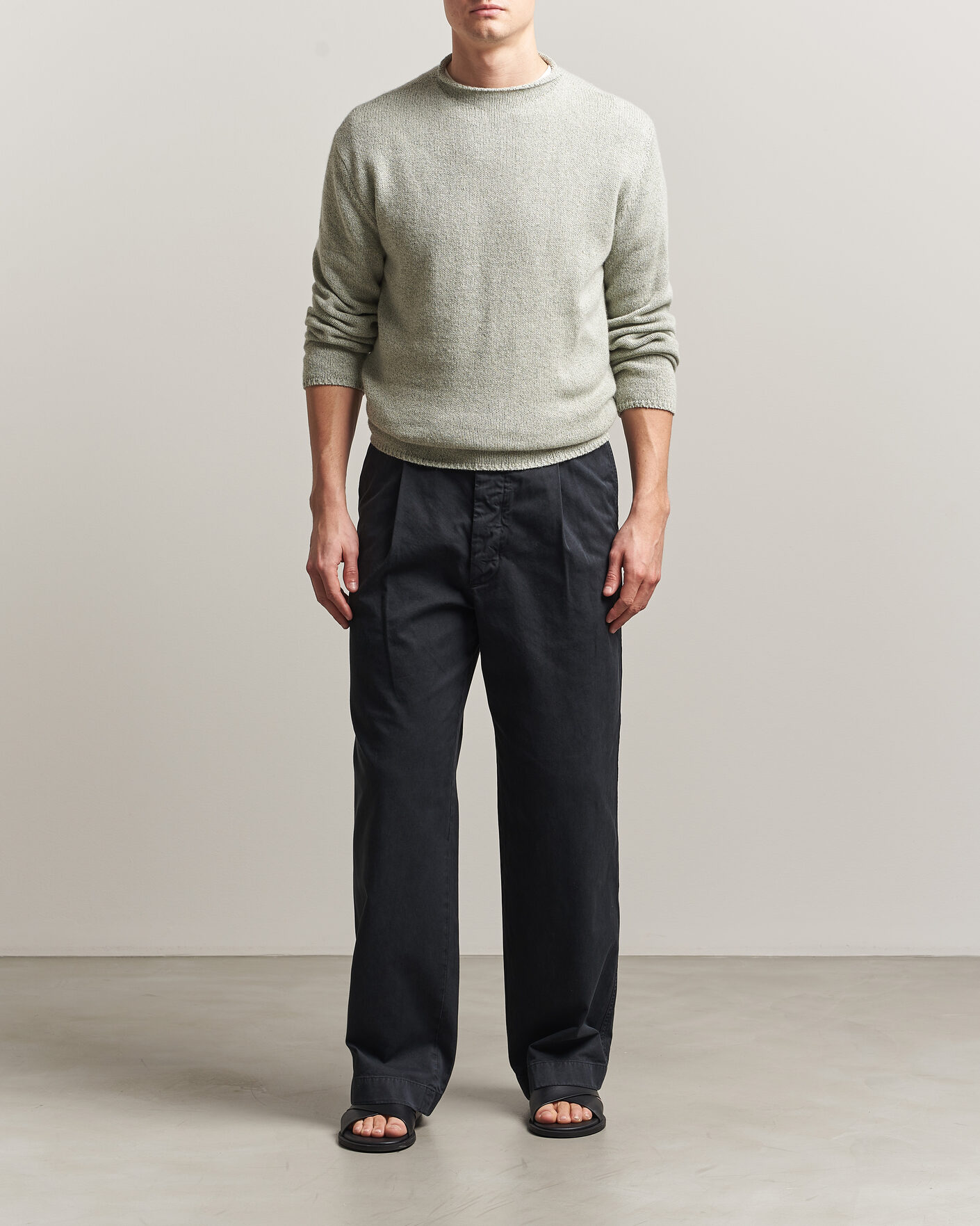 Hombres | Jerséis y prendas de punto | Auralee | Cashmere/Silk Crew Neck Mint Melange